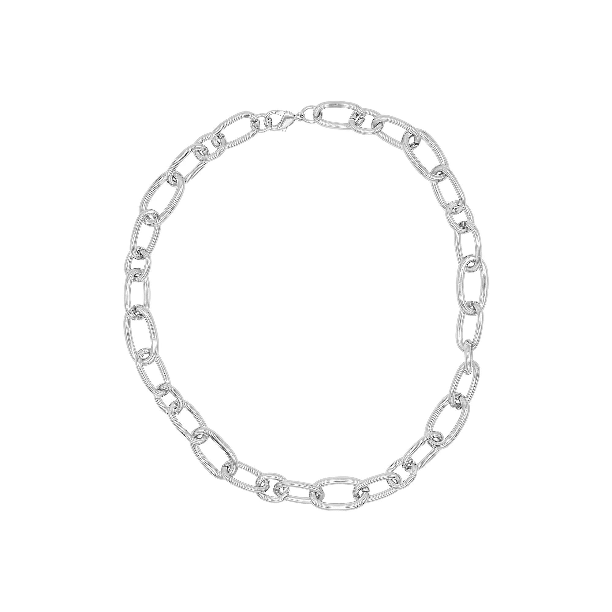 Adornia Silver Tone Chunky Link Necklace, Womens Product Image