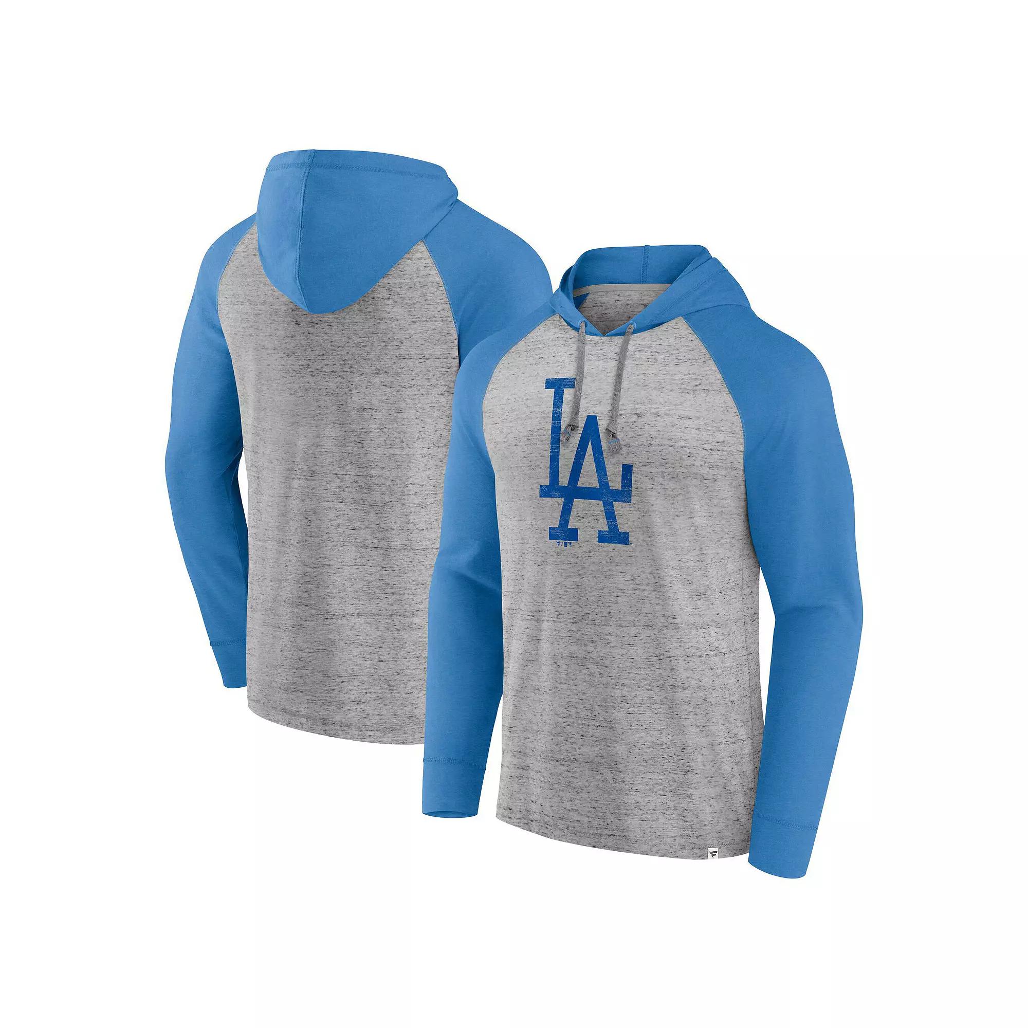 Men's Fanatics  Gray Los Angeles Dodgers Single Play Speckled Lightweight Pullover Hoodie, Size: Medium, Grey Product Image