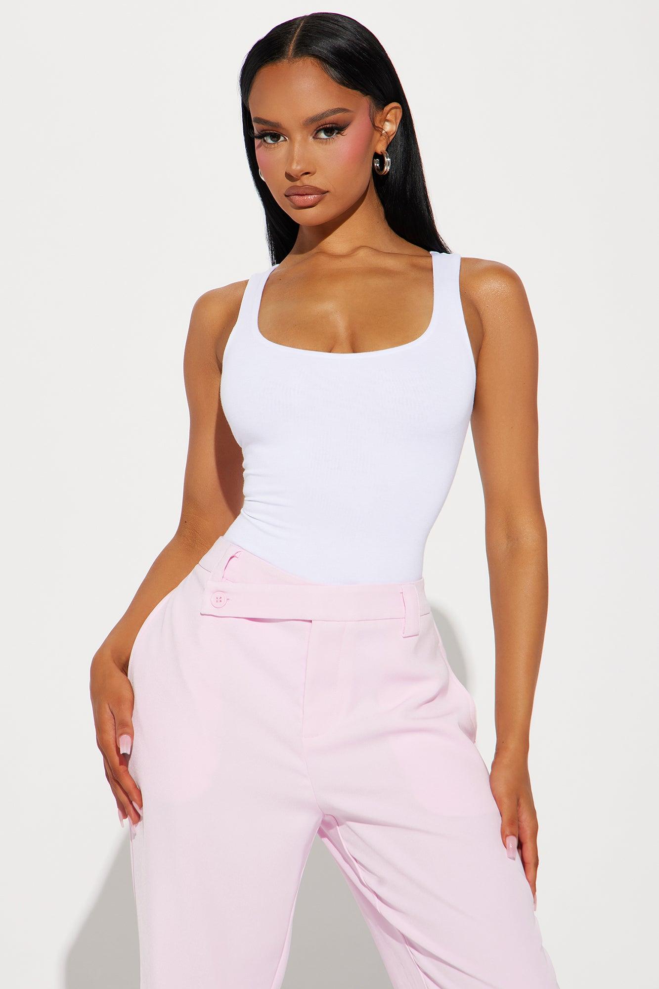 Serena Scoop Neck Double Layered Bodysuit - White Product Image