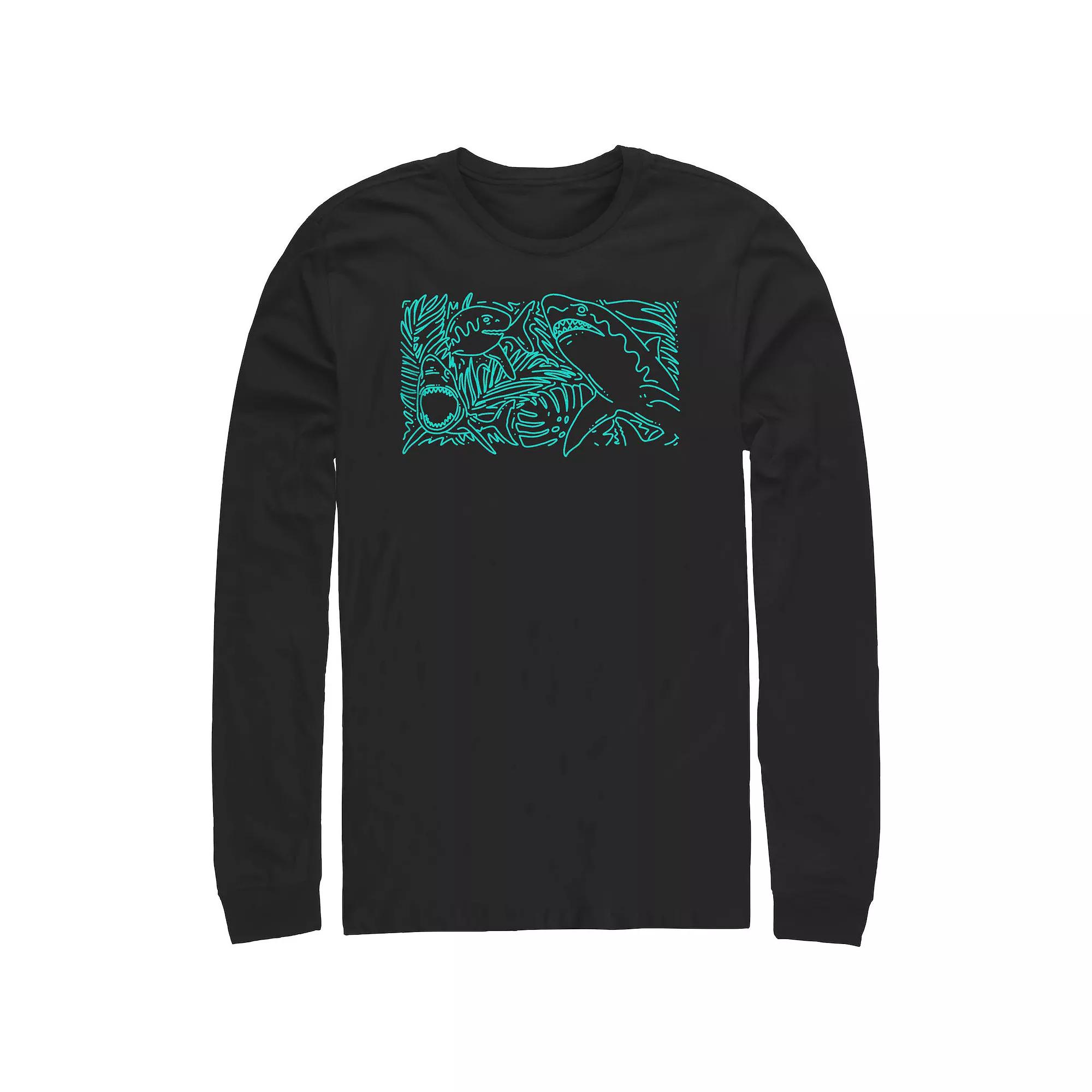 Men's Tropical Shark Long Sleeve Graphic Tee,  Product Image