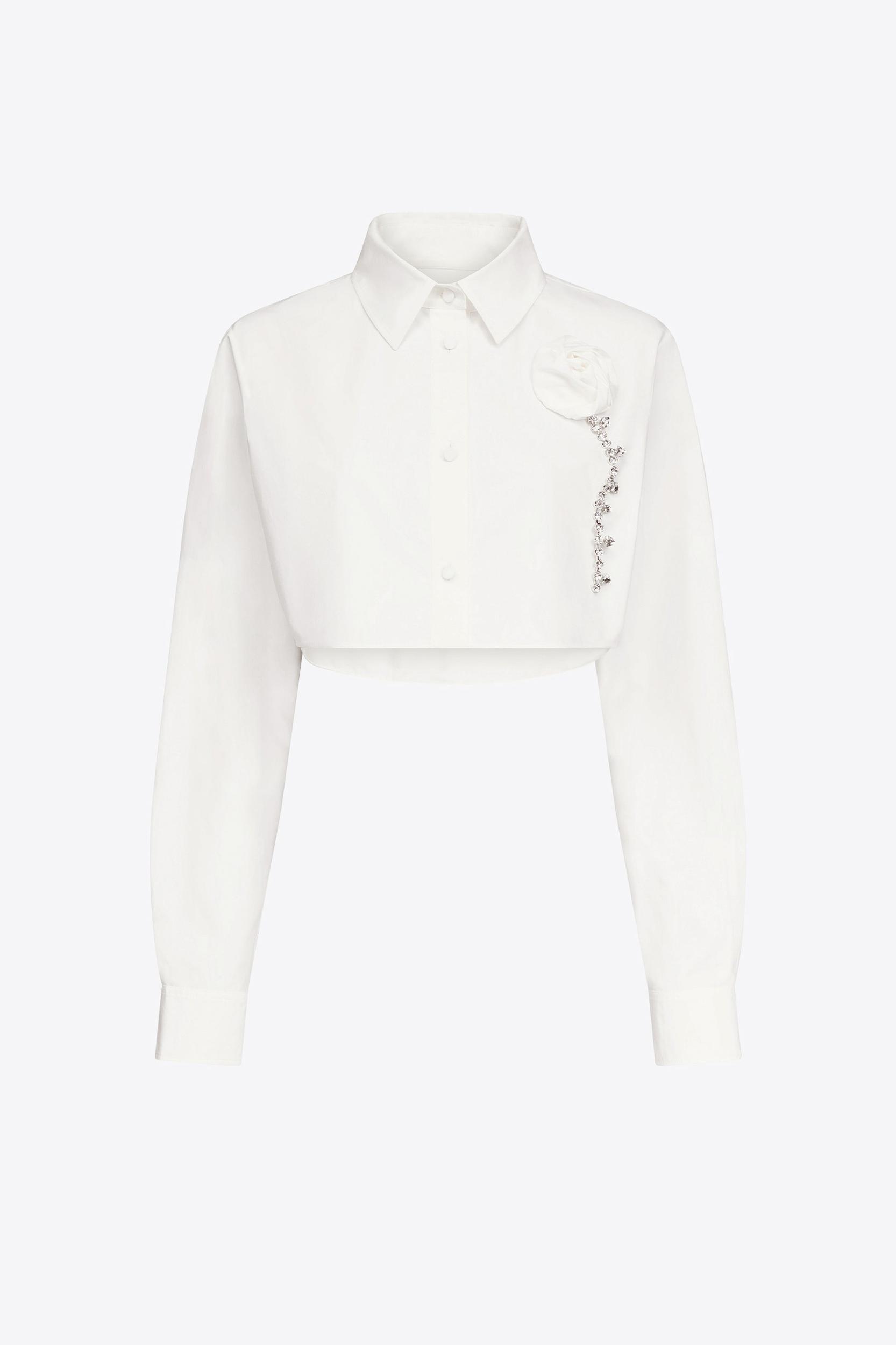 Crystal Rosette Poplin Cropped Shirt Product Image