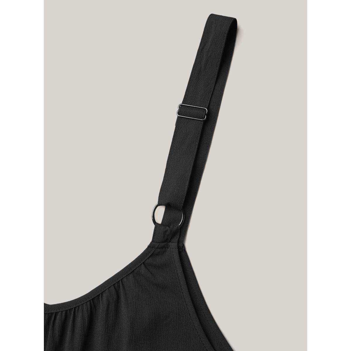 Plus Size Black Adjustable Straps Pockets Plain Flared Jumpsuit Women Casual Sleeveless Non Casual Loose Jumpsuits BloomChic 14-16/1X Product Image