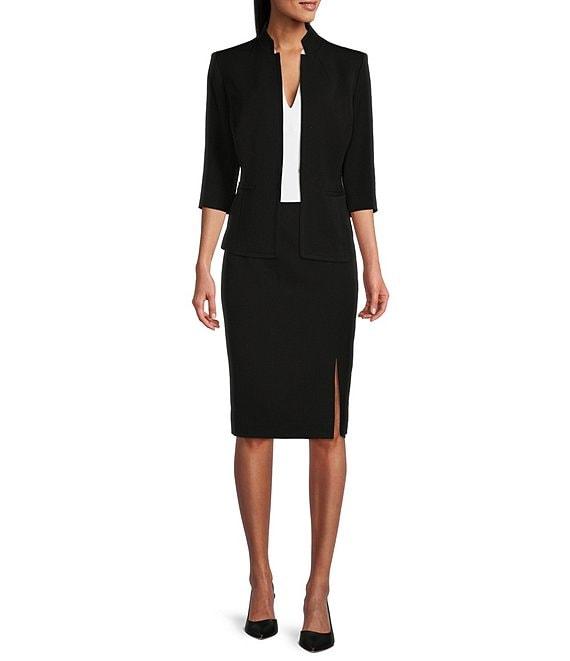 Preston & York Morgan Twill Crepe Side Slit Coordinating Pencil Skirt Product Image