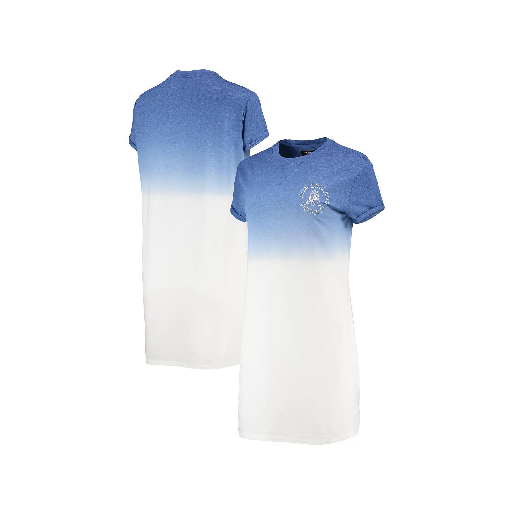 Womens Junk Food Heathered Royal/White New England Patriots Ombre Tri-Blend T-Shirt Dress Product Image