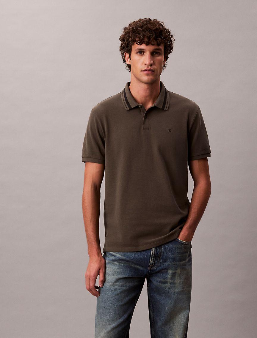 Monogram Logo Pique Tipped Classic Polo Shirt Product Image