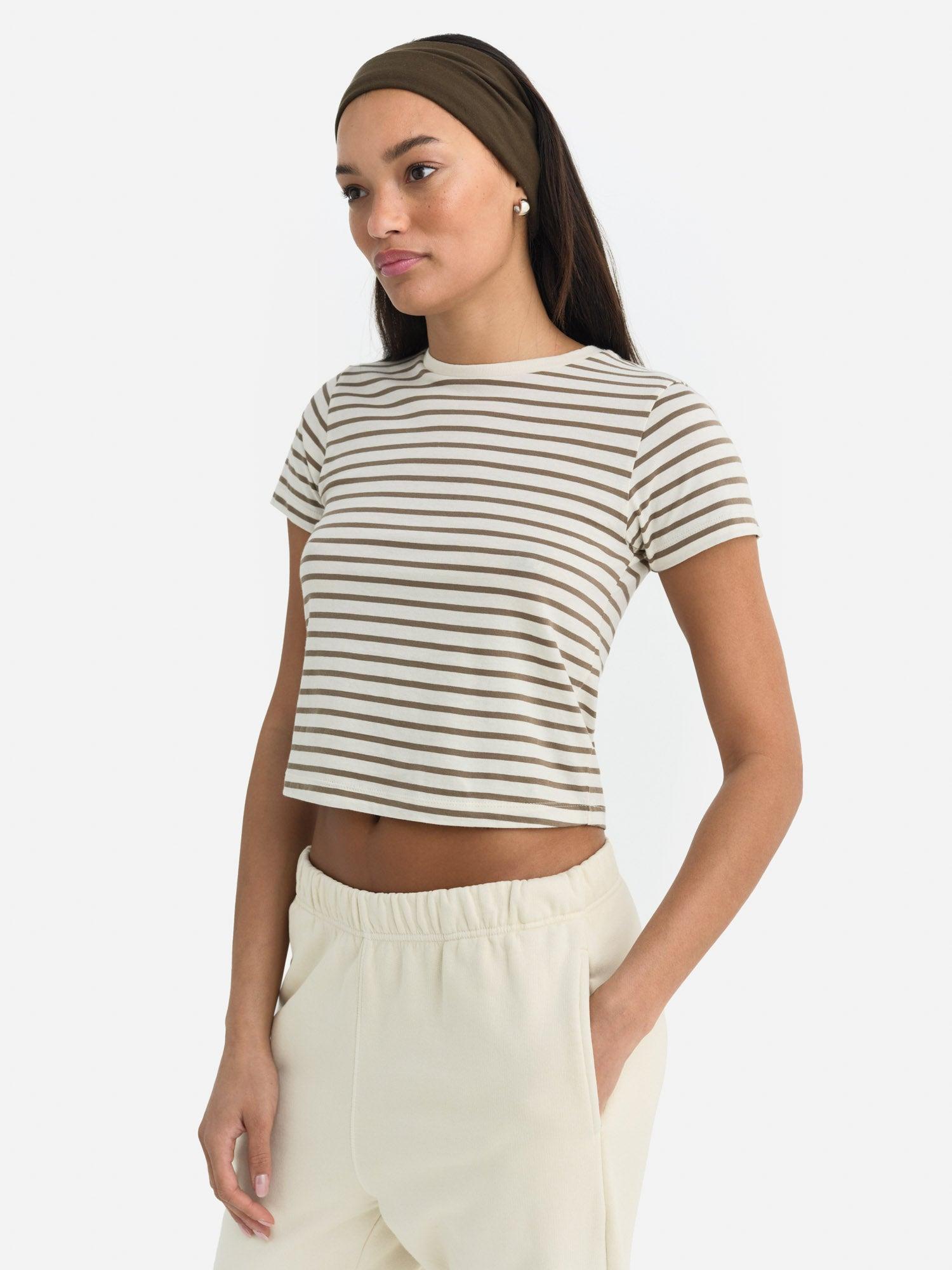 Organic Cotton Striped Shrunken Tee Female Product Image