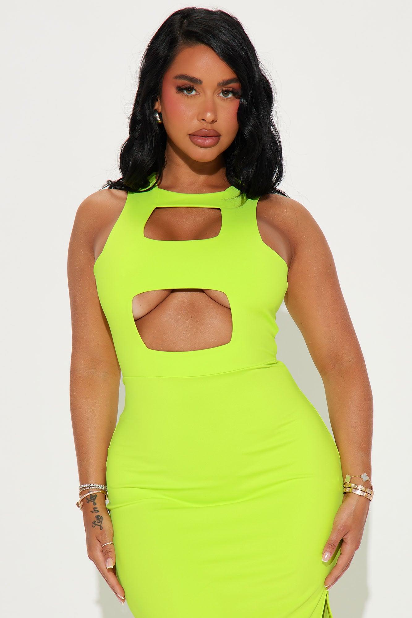 Maria Cut Out Maxi Dress - Lime Product Image