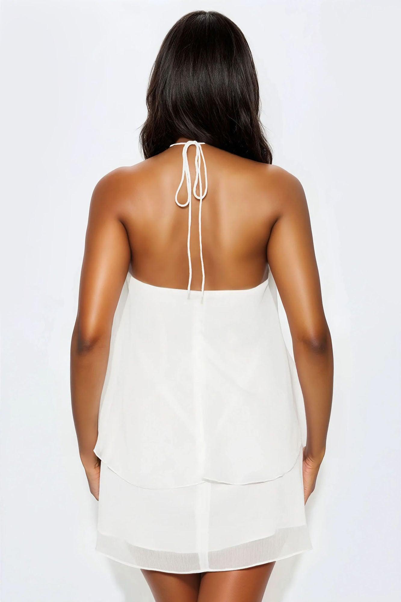 Coastal Core Chiffon Mini Dress - White Product Image