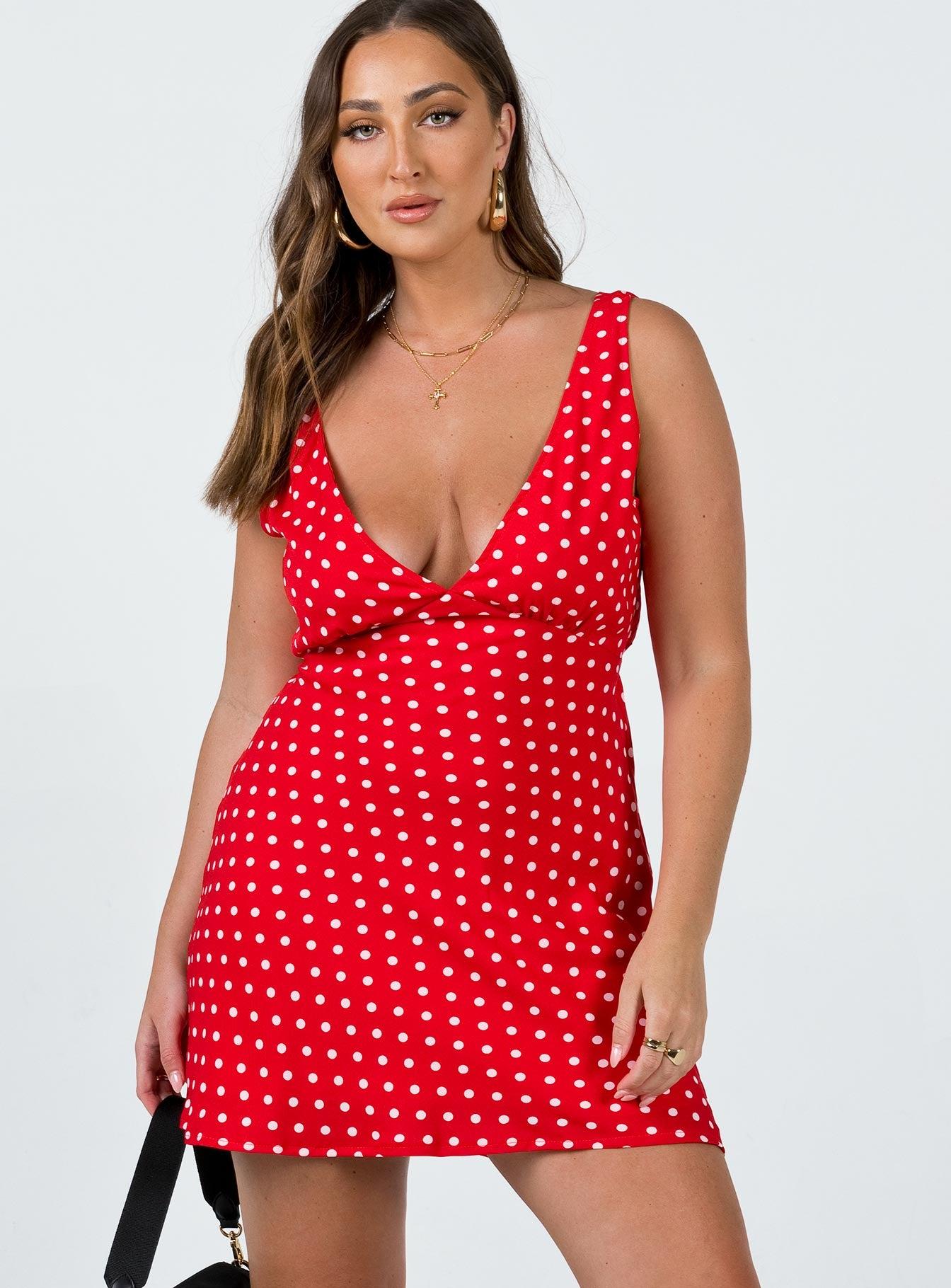 Nellie Mini Dress Red Polka Dot Product Image