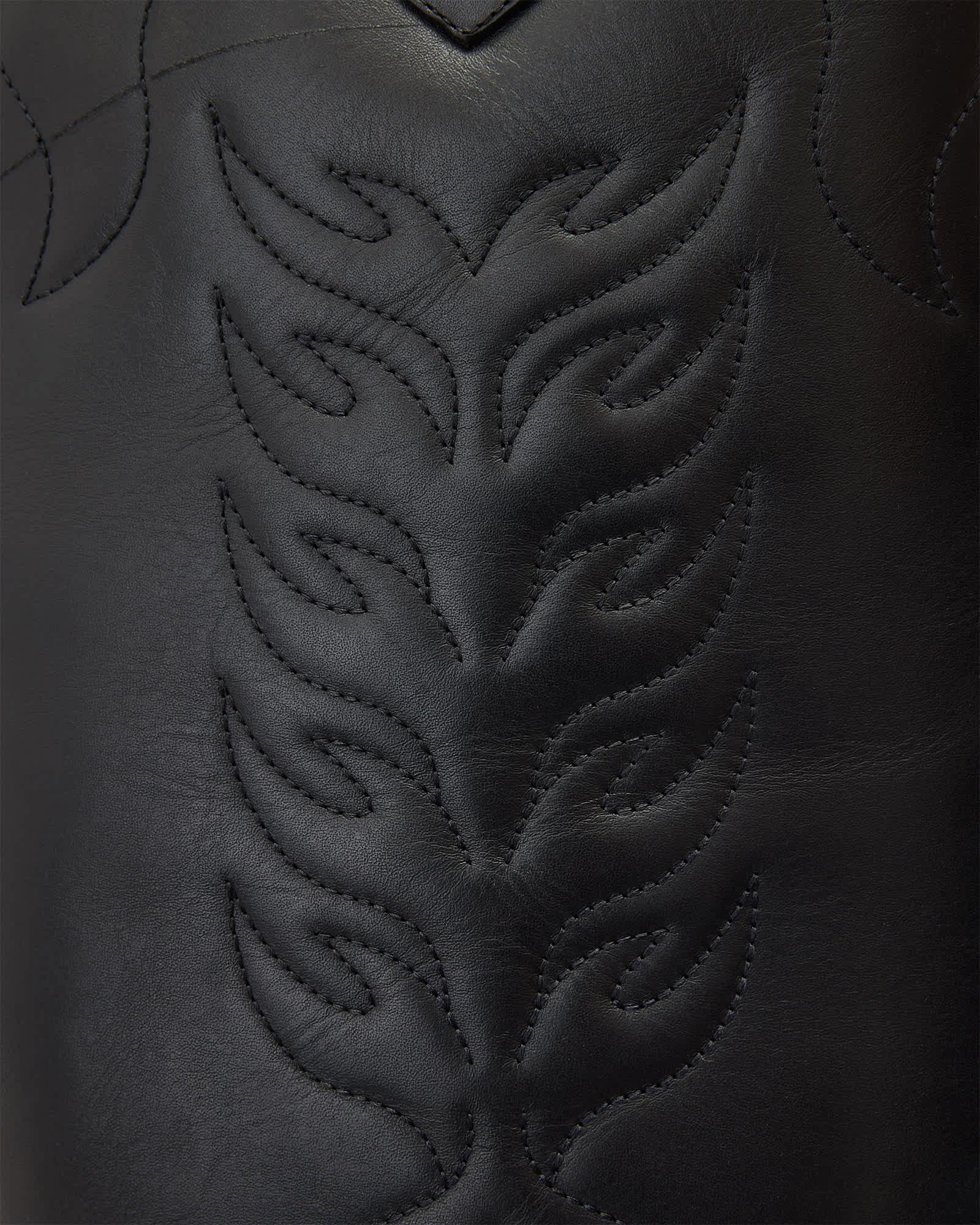 Landon Leather Knee High Boots Black | ALLSAINTS US Product Image