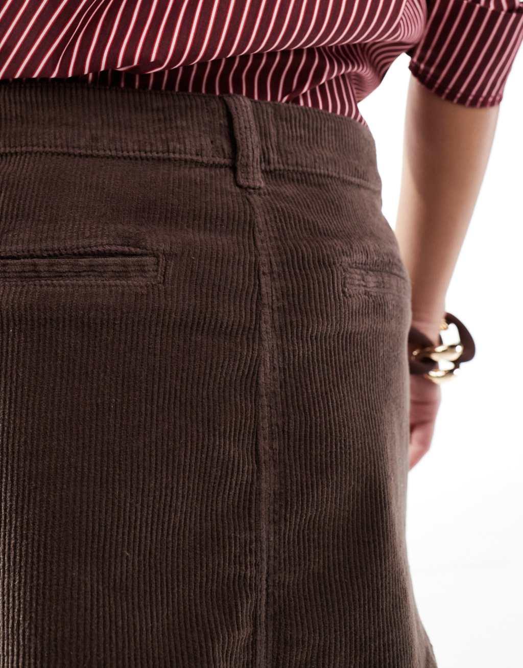 ASOS DESIGN denim cord mini skirt in brown Product Image