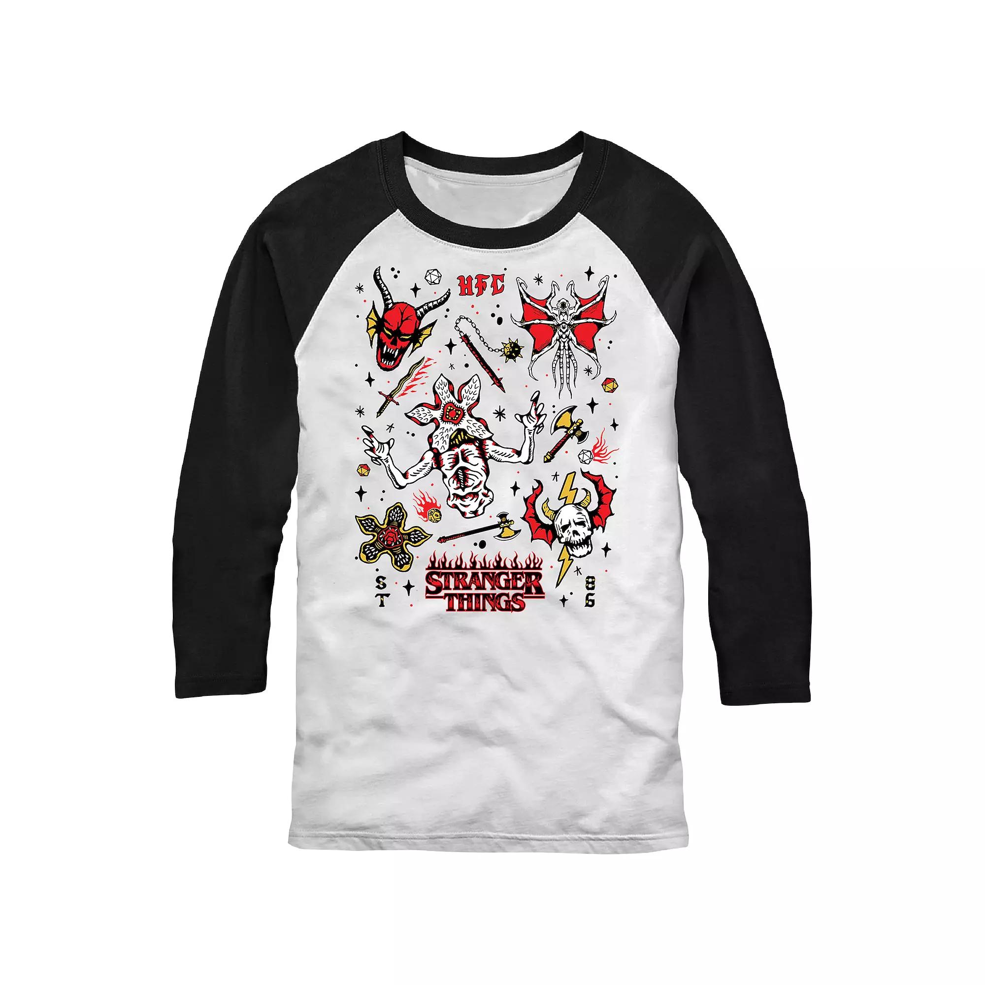 Men's Stranger Things Stranger Flash Sheet Monsters Raglan Graphic Tee,  Product Image
