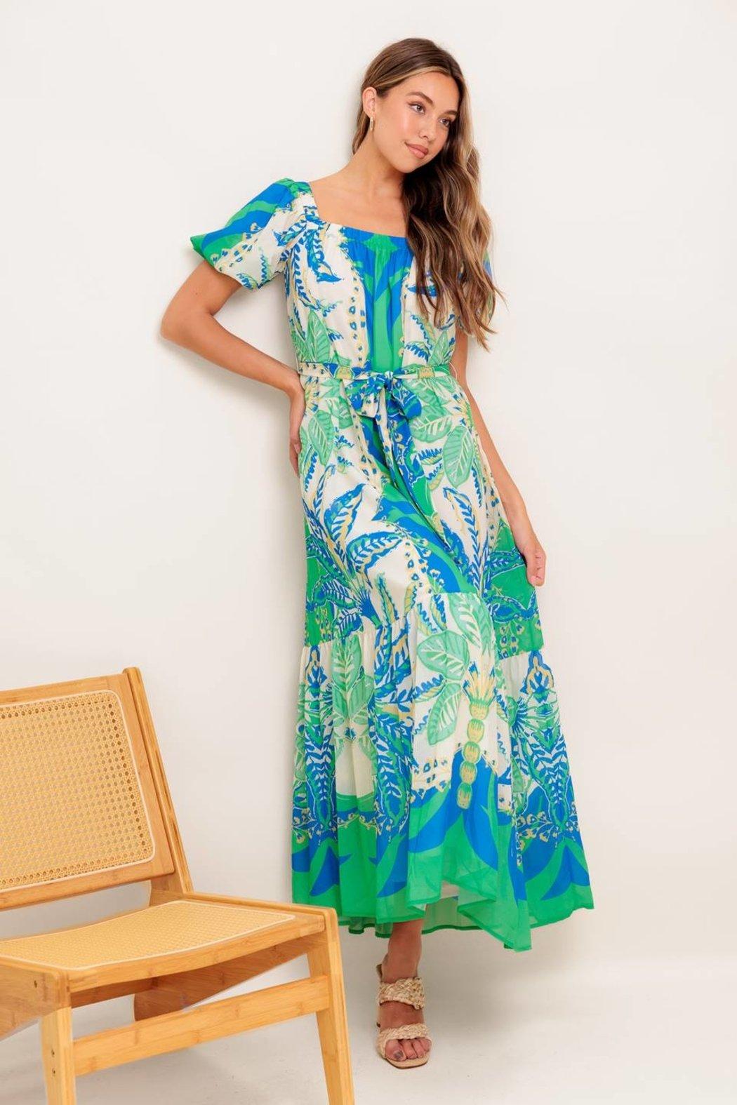 Floral Bouquet Belted Dress Product Image