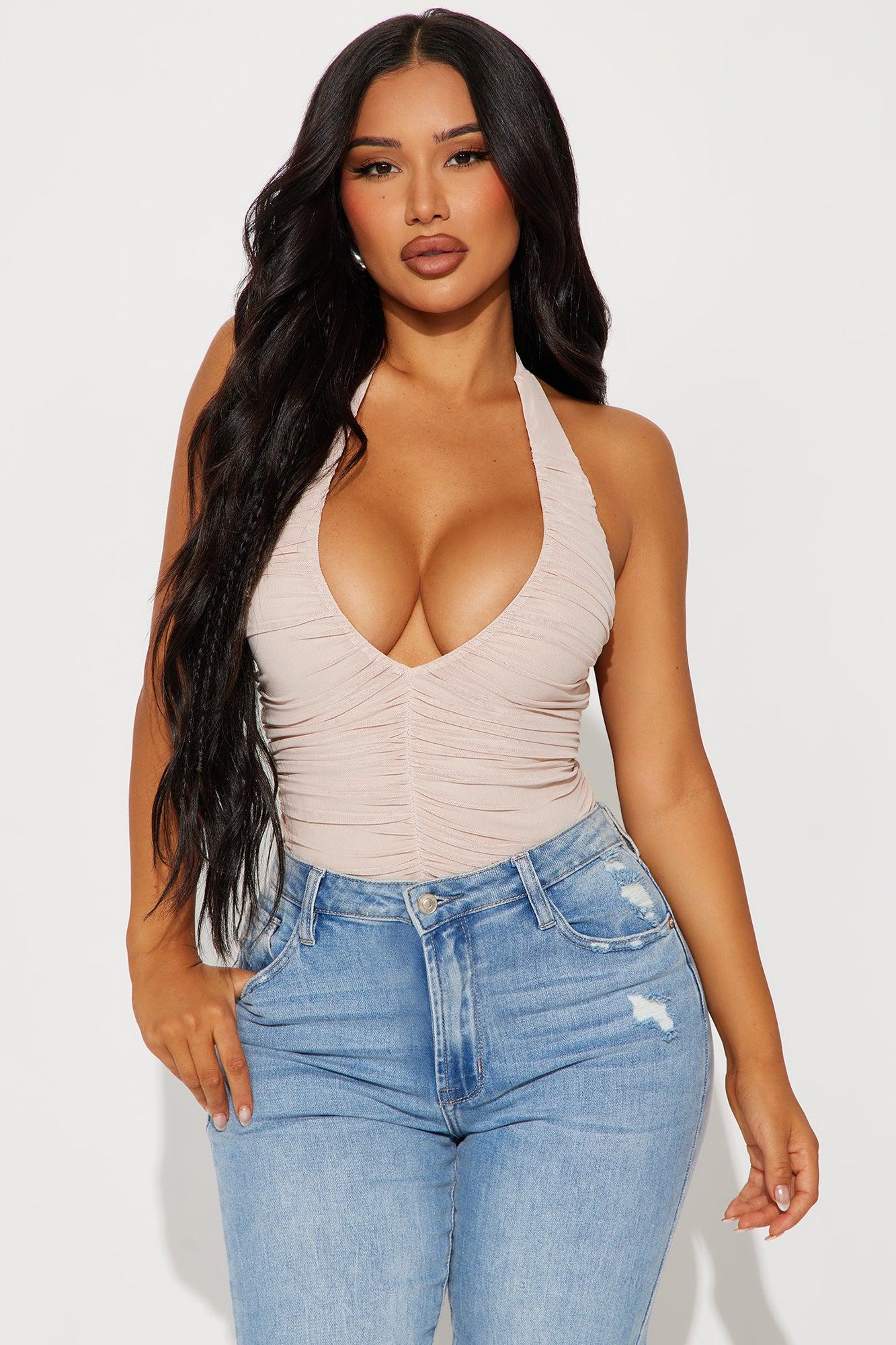 In Monaco Ruched Bodysuit - Taupe Product Image