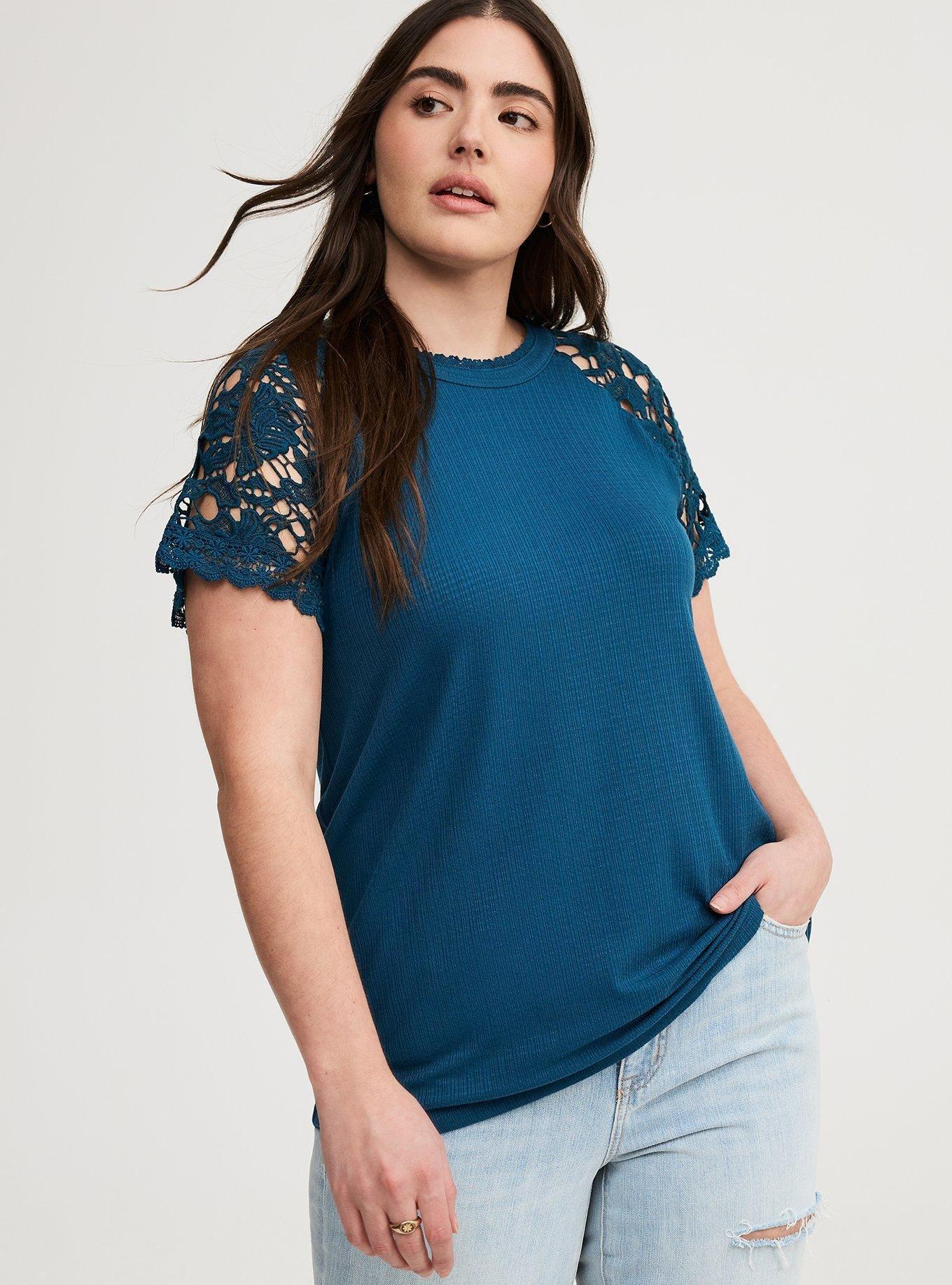 Crochet Raglan Crew Top Product Image