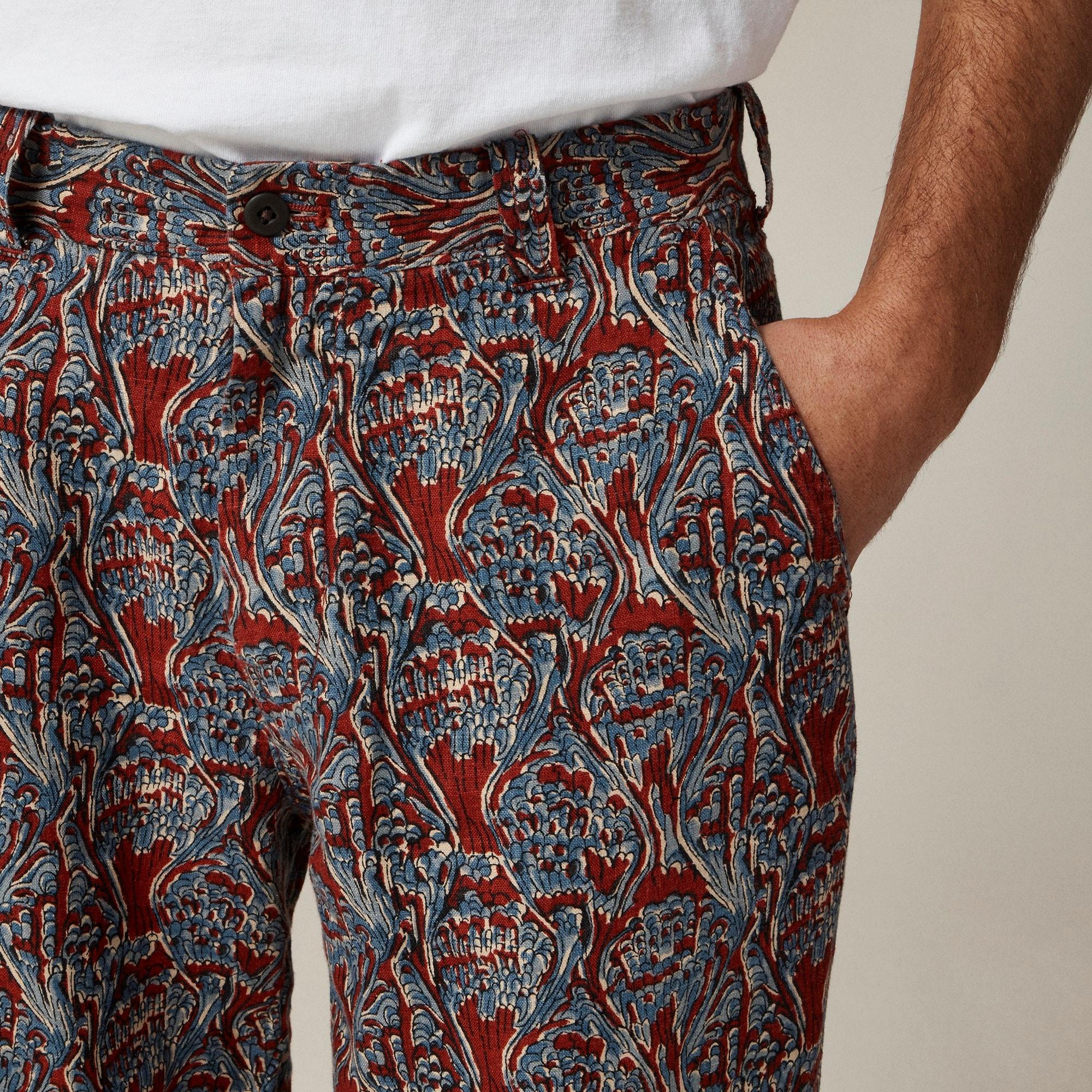 Classic-fit linen trouser in print Product Image