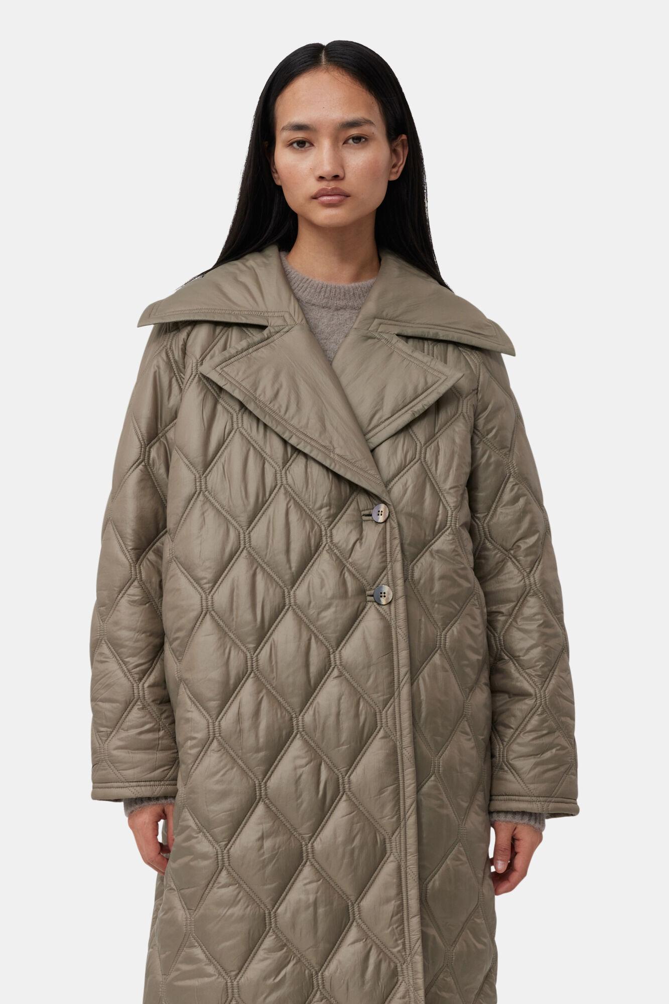 Brown Shiny Quilt Coat Product Image