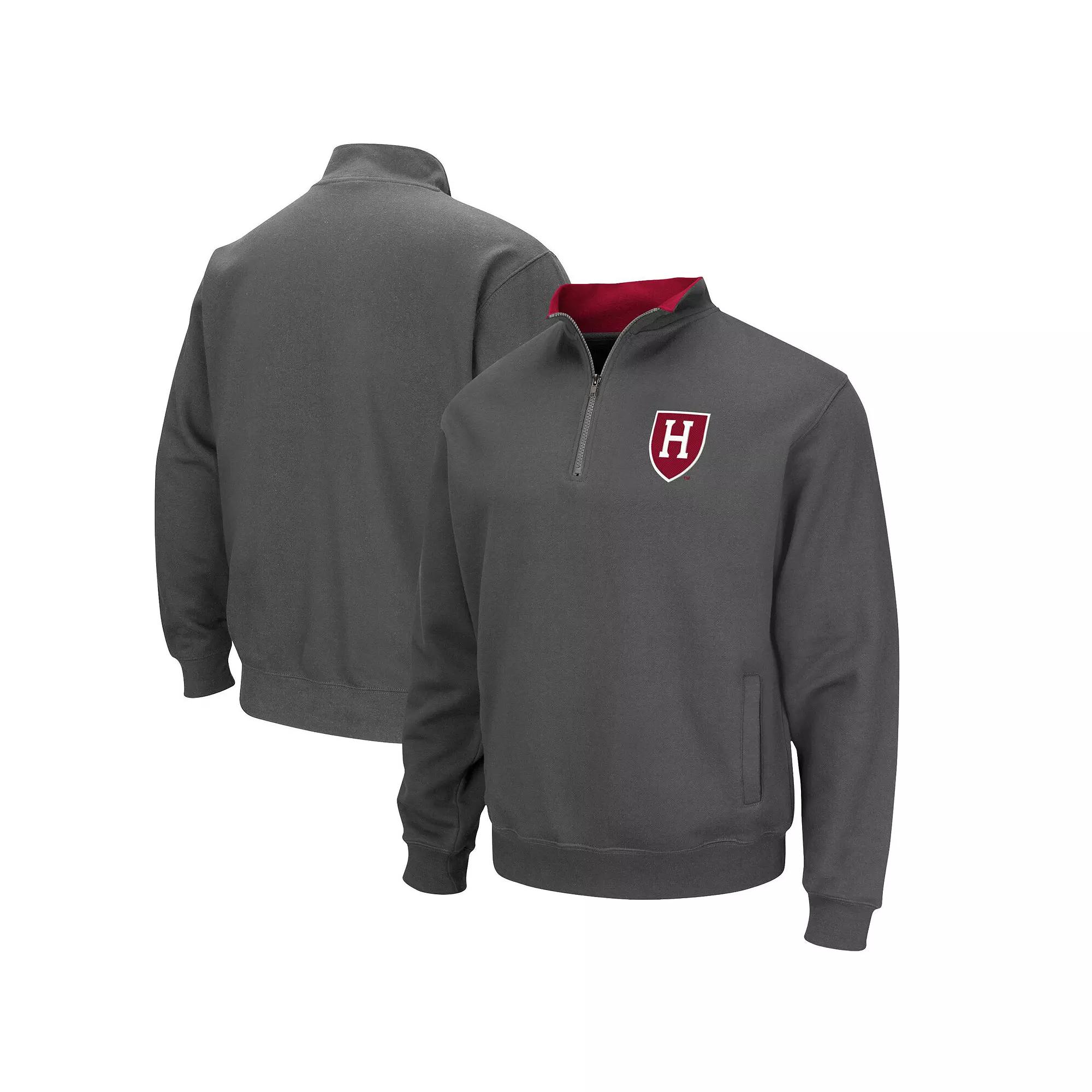 Men's Colosseum Charcoal Harvard Crimson Tortugas Team Logo Quarter-Zip Jacket,  Product Image