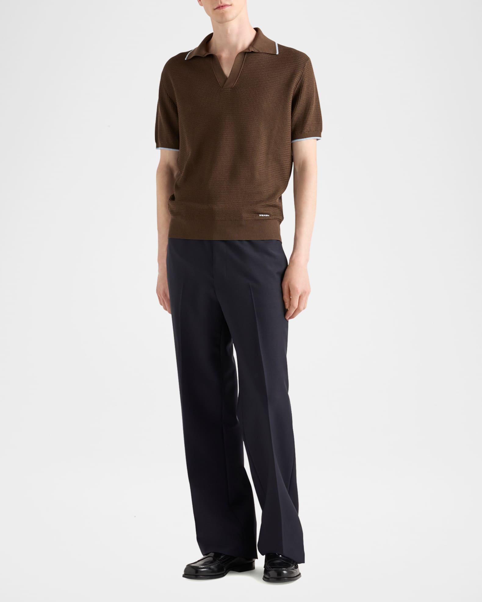 Men's Silk-Cotton Knit Polo Shirt Product Image