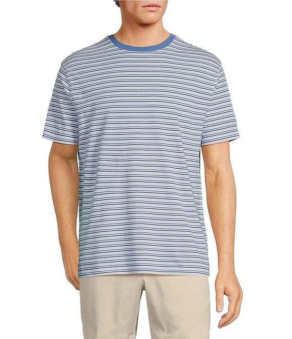 Roundtree & Yorke Solid Soft Washed Short Sleeve Cloud Striped Crew Neck T-Shirt Product Image