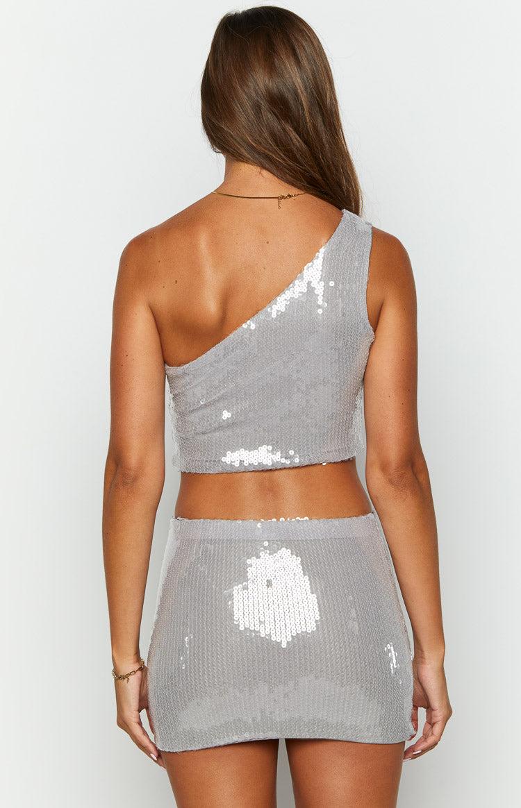Starlight Silver Sequin Crop Top Girls Product Image