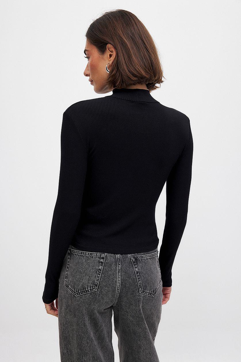 Ribbed Long Sleeved Turtle Neck Top Product Image