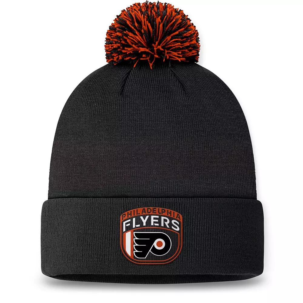 Men's Fanatics Black Philadelphia Flyers 2024 NHL Draft Cuffed Knit Hat with Pom, Fly Black Product Image