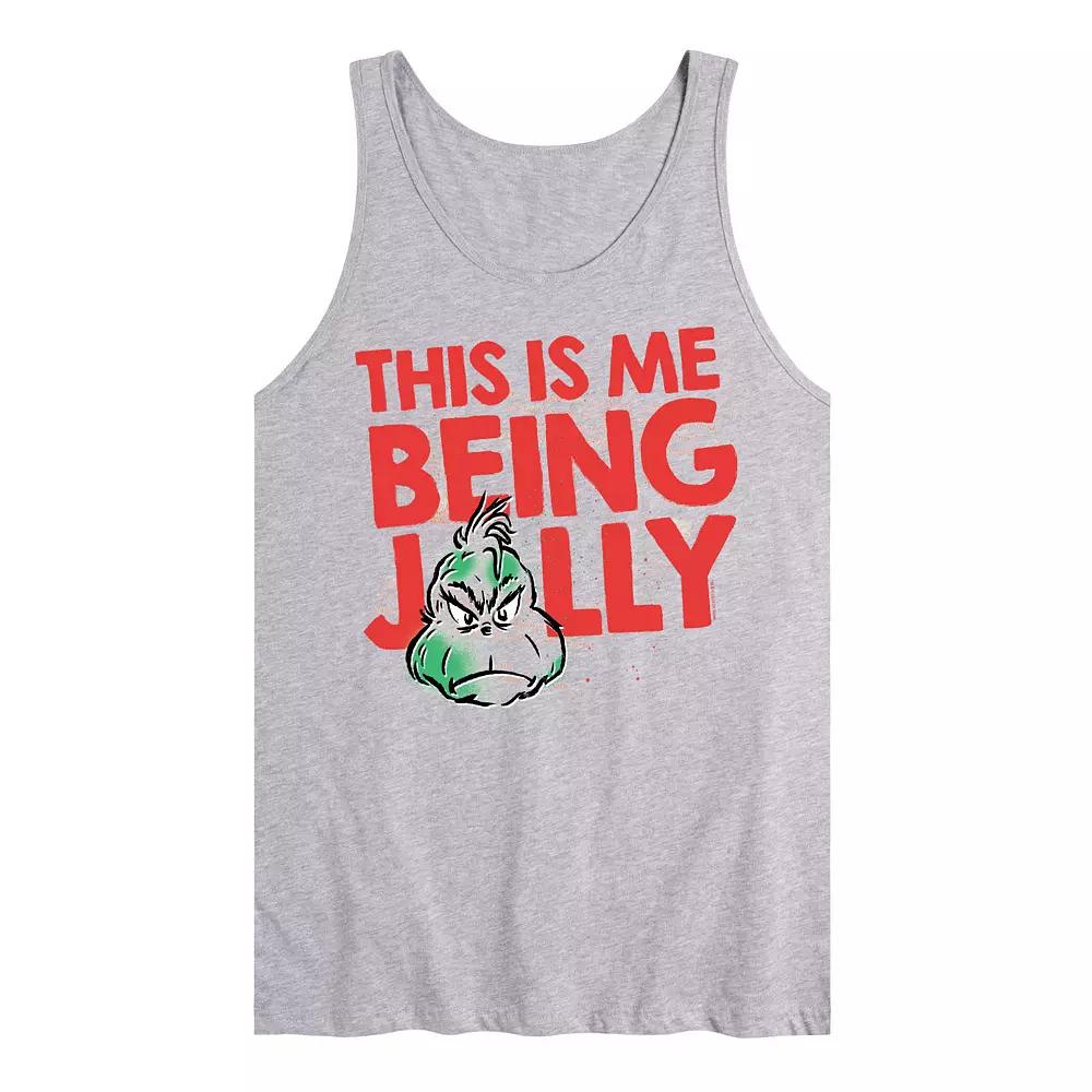 Men's Dr. Seuss The Grinch This Is Me Being Jolly Graphic Tank Top,  Product Image