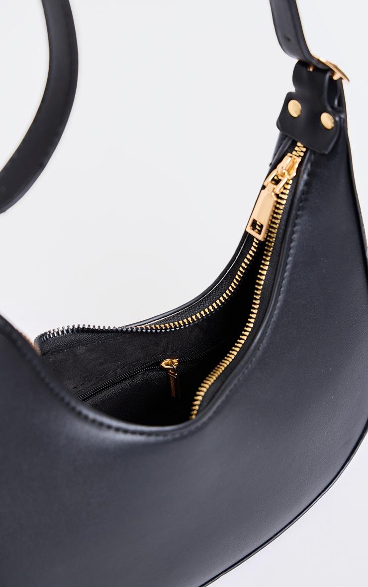Black Curved PU Shoulder Bag Product Image