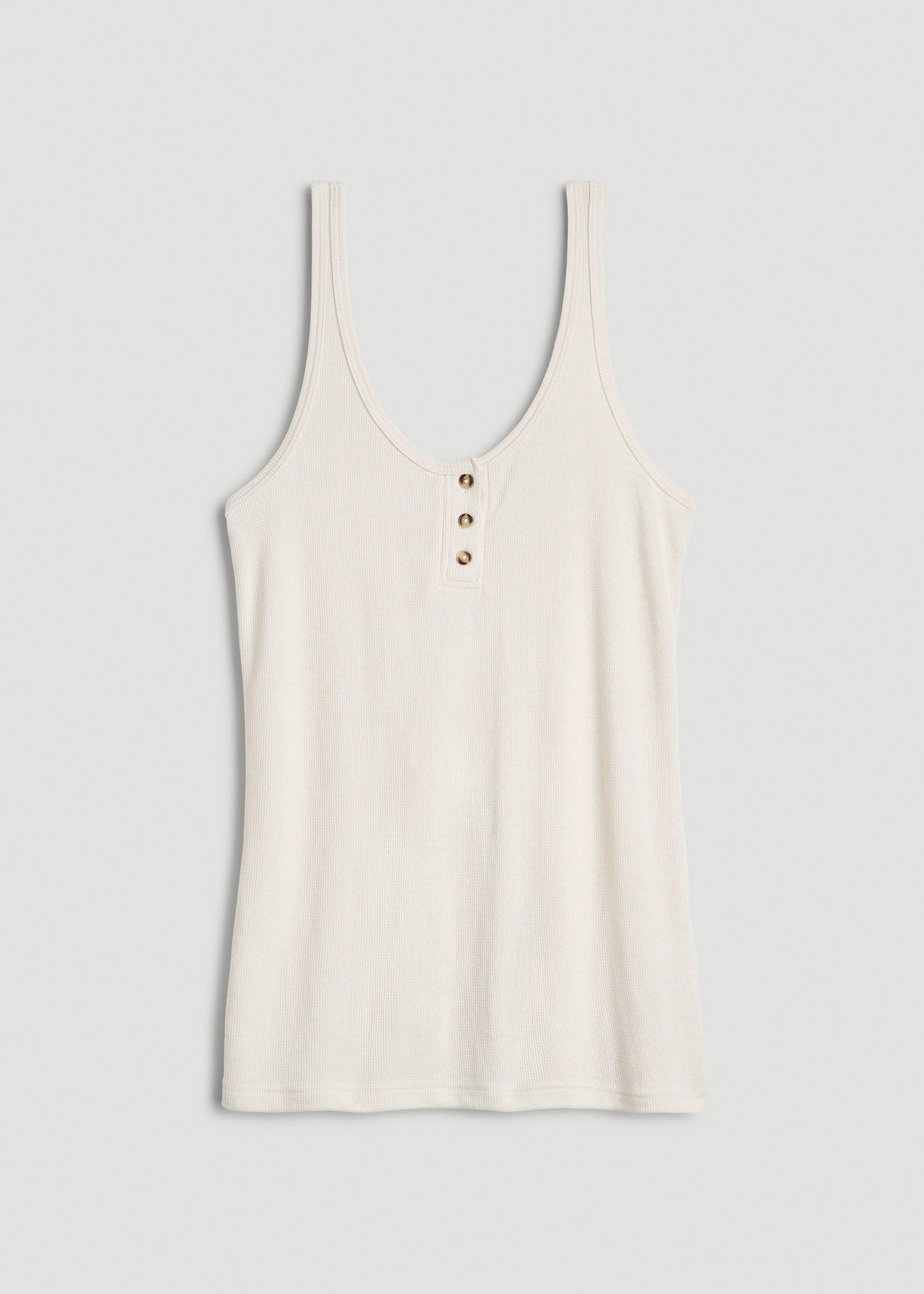 Waffle Tank Top for Tall Women in White Alyssum Female Product Image