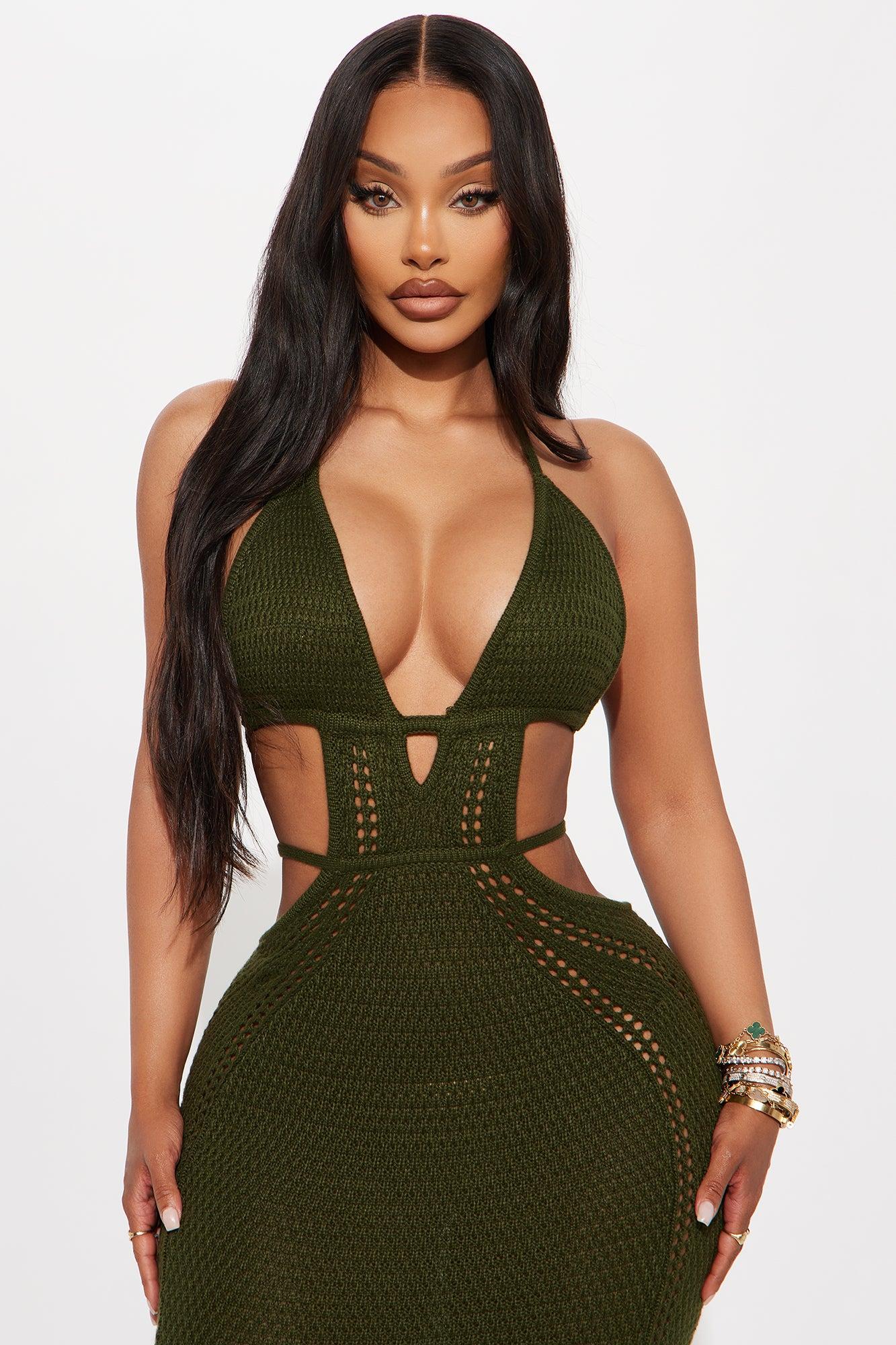 Easy Breezy Crochet Maxi Dress - Olive Product Image