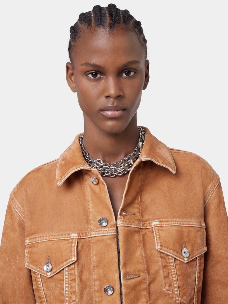 CARAMEL LONG-SLEEVED JACKET IN DENIM Product Image