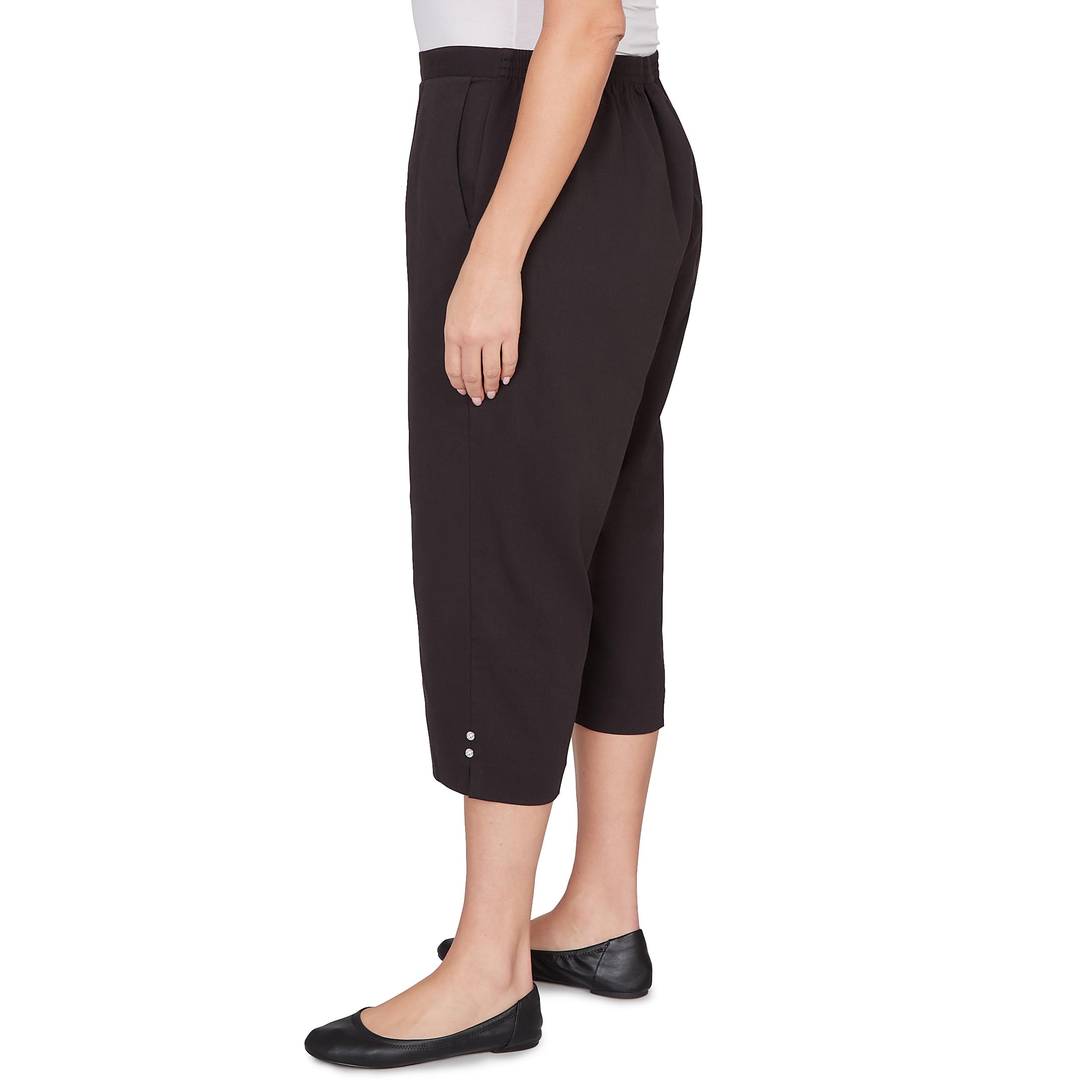 Alfred Dunner Solid Twill Button Hem Capri Pant - Plus Product Image