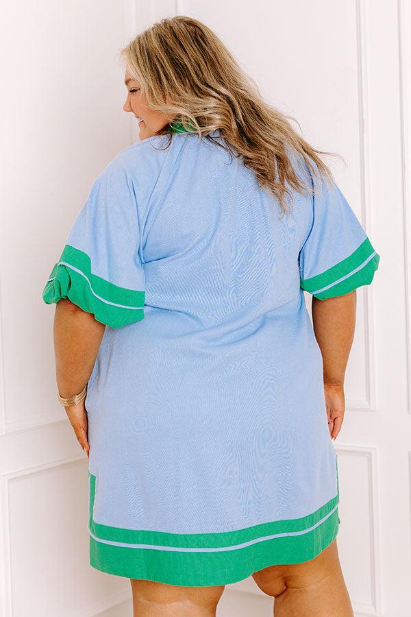 Boardwalk Babe Linen-Blend Mini Dress in Sky Blue Curves Product Image