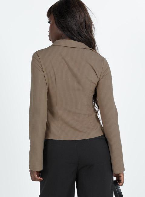 Anni Pinstripe Shirt Beige Product Image