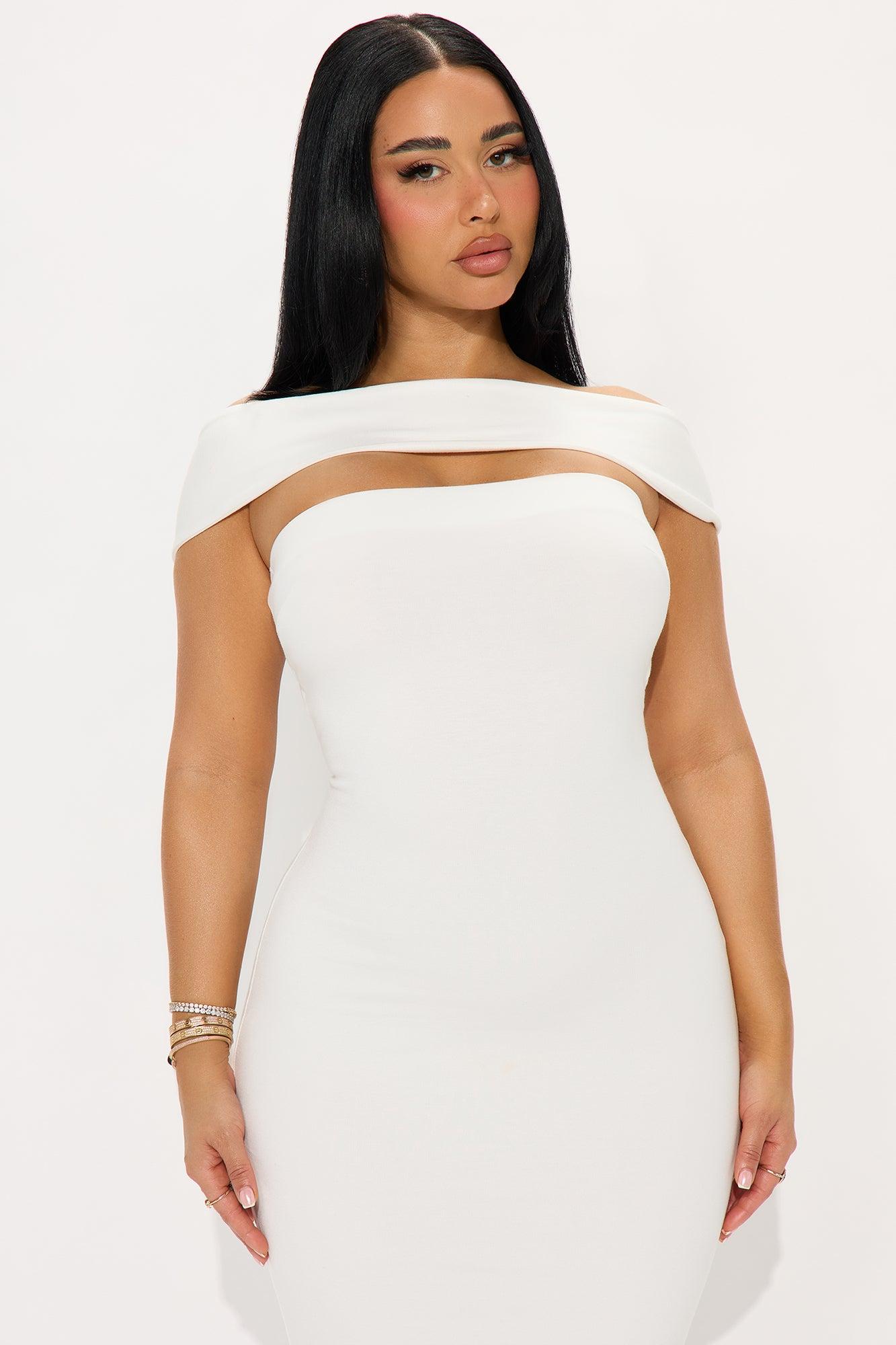 Brie Off Shoulder Maxi Dress - Off White Product Image