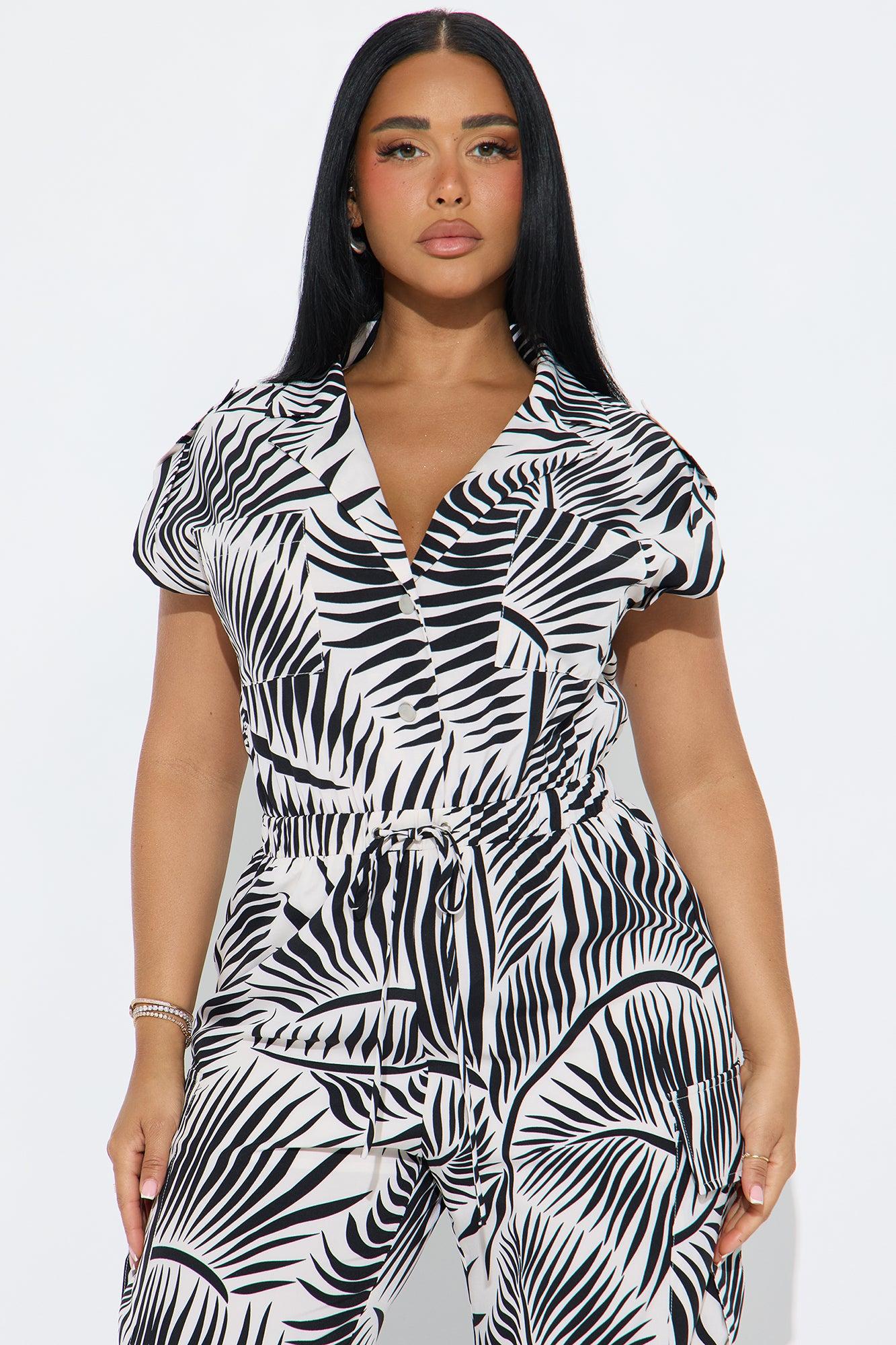 Rosalia Tropical Jumpsuit - Black/White Female Product Image