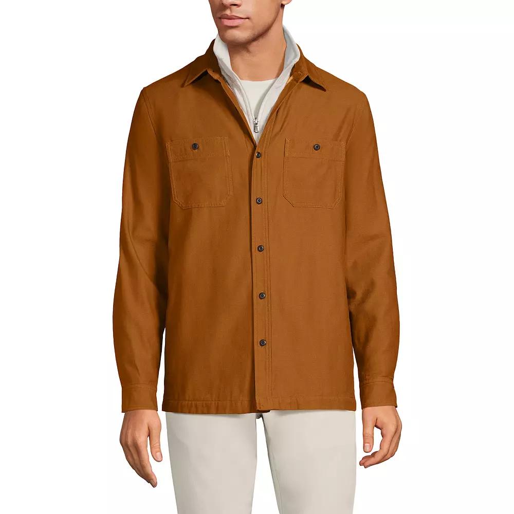 Men's Lands' End Lightweight Canvas Button-Up Shirt Jacket,  Product Image