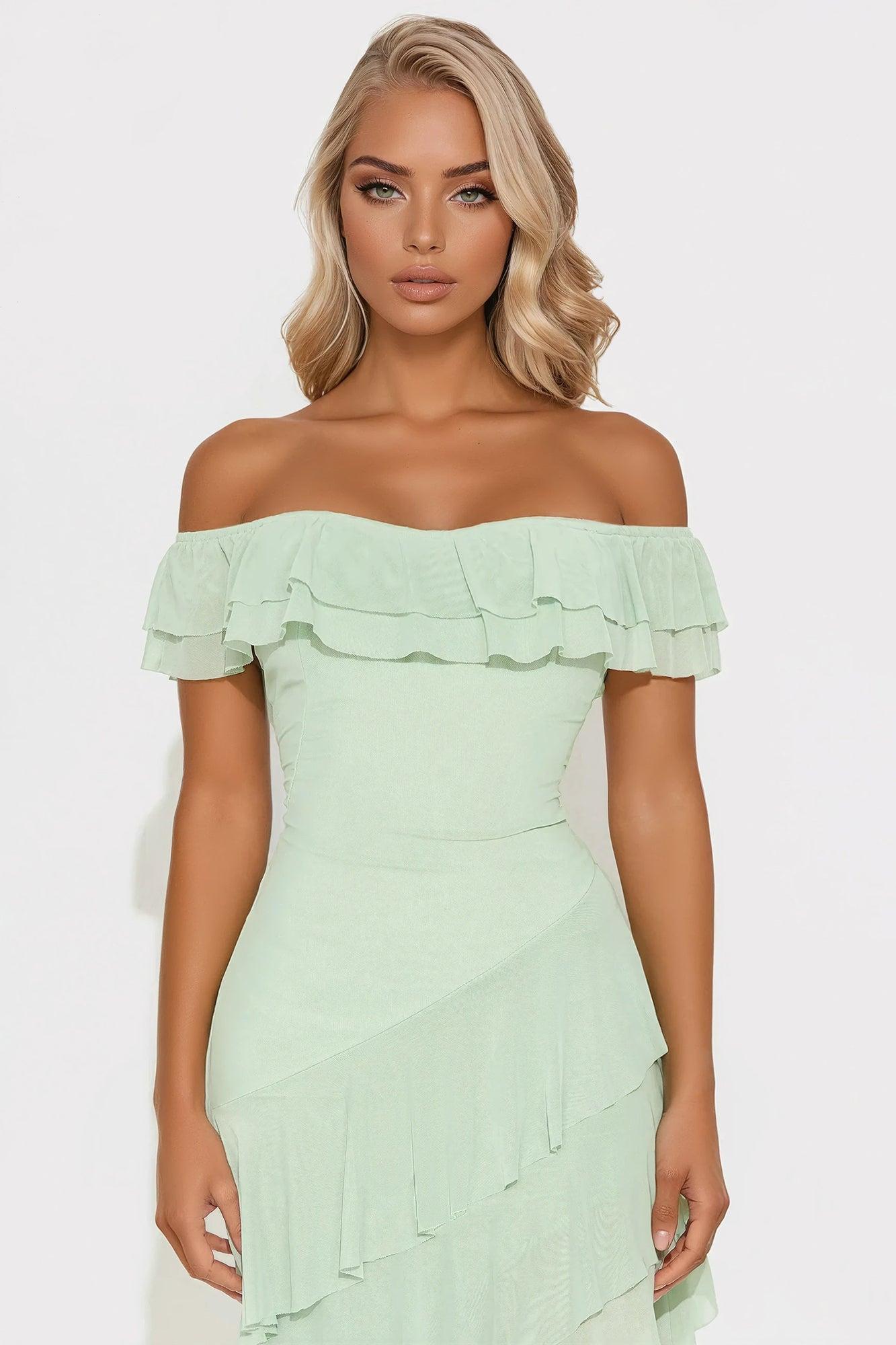 Mila Ruffle Maxi Dress - Sage Product Image
