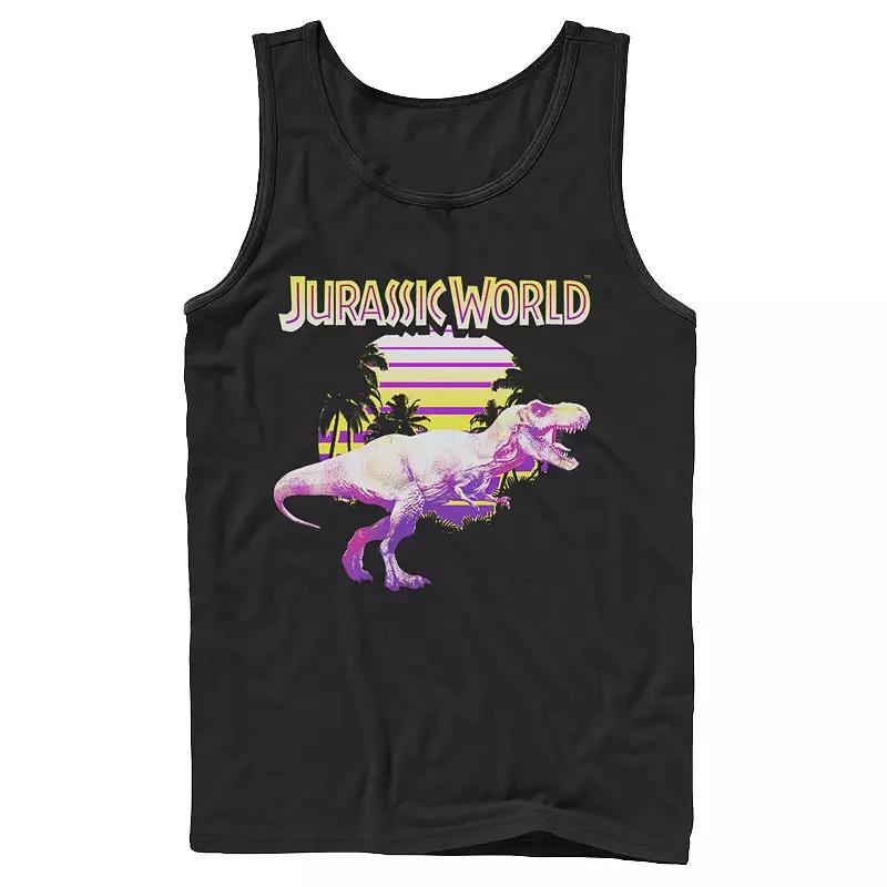 Men's Jurassic World Neon Purple & Yellow T-Rex Graphic Tank Top,  Product Image