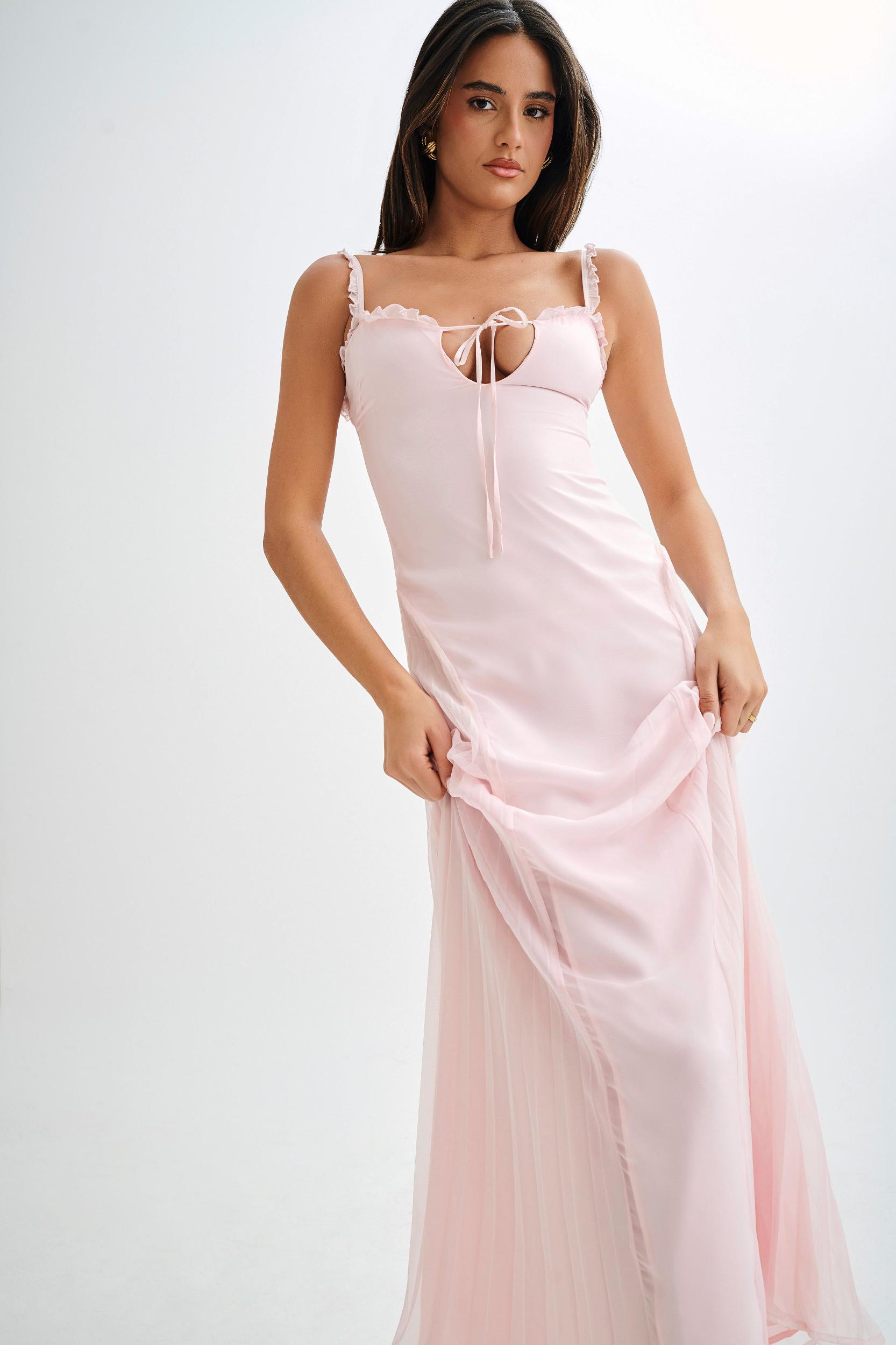 Saira Chiffon Maxi Dress - Powder Pink Product Image