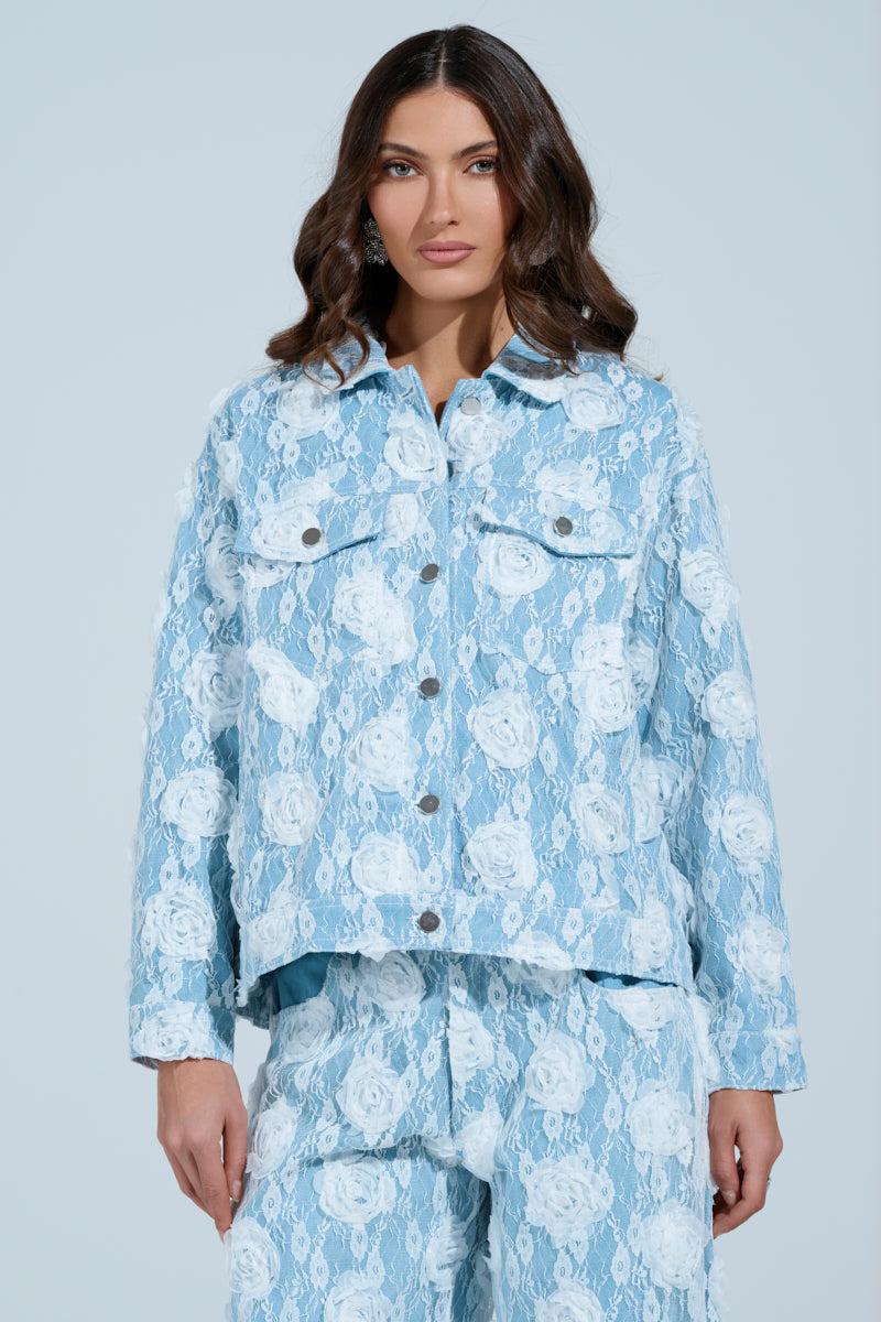 FOLLOW MY LEAD APPLIQUE DENIM JACKET Product Image