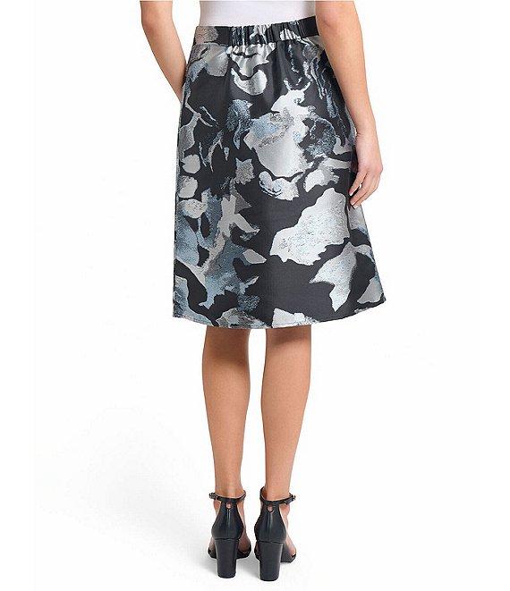 Ming Wang Coordinating Woven Floral Print A-Line Skirt Product Image