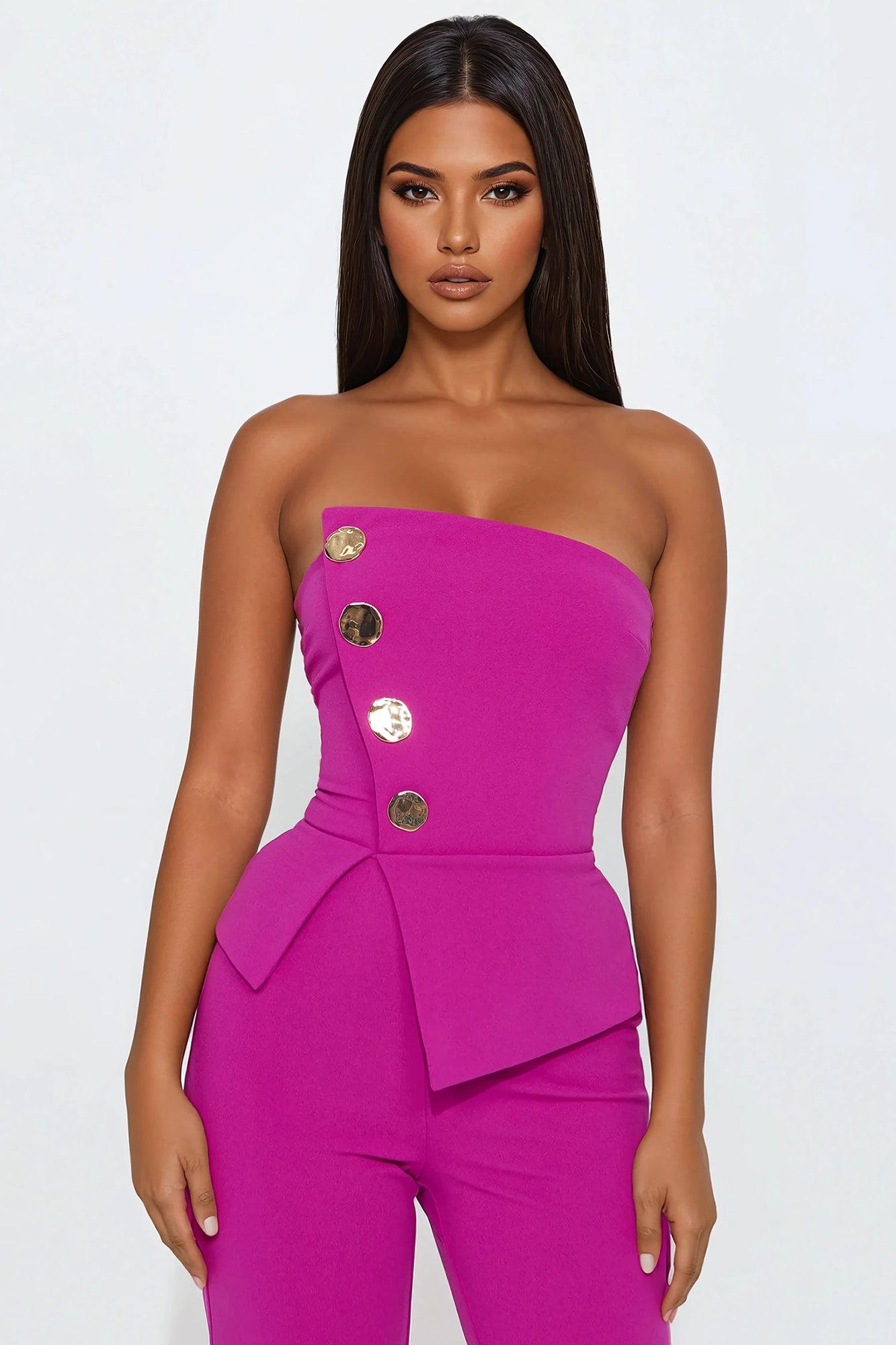 Amber Strapless Jumpsuit - Magenta Product Image