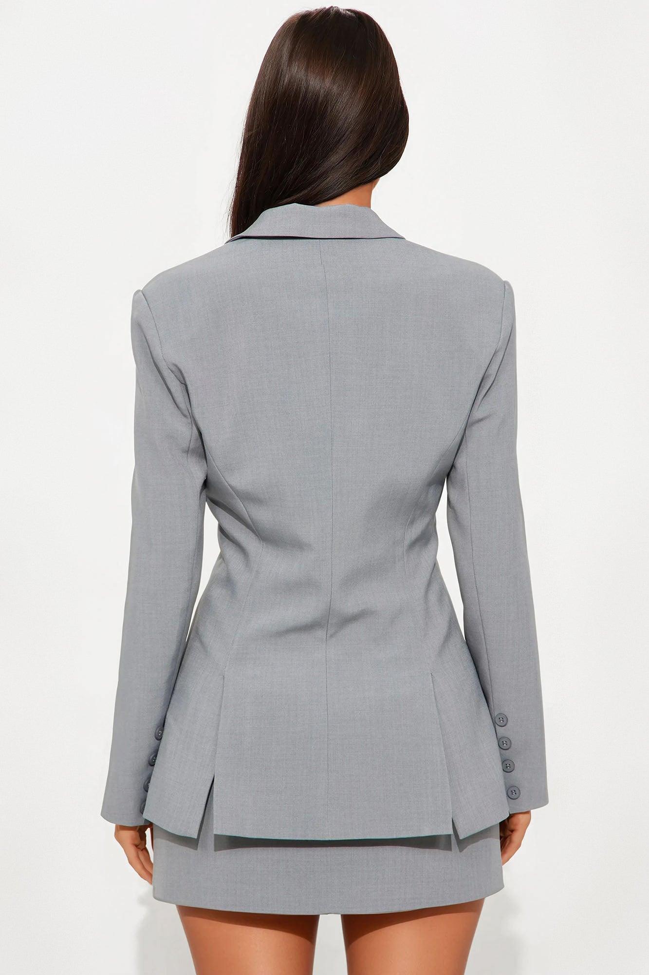 Giselle Double Breasted Hourglass Blazer - Grey Product Image
