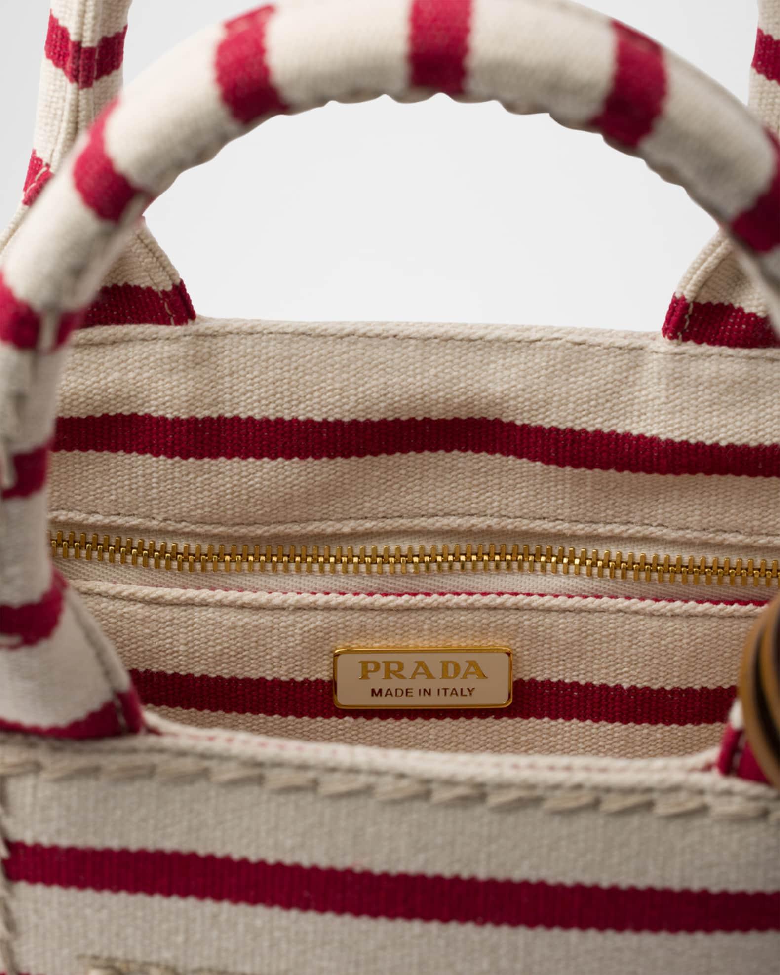 Striped Cotton Canvas Mini Top-Handle Bag Product Image