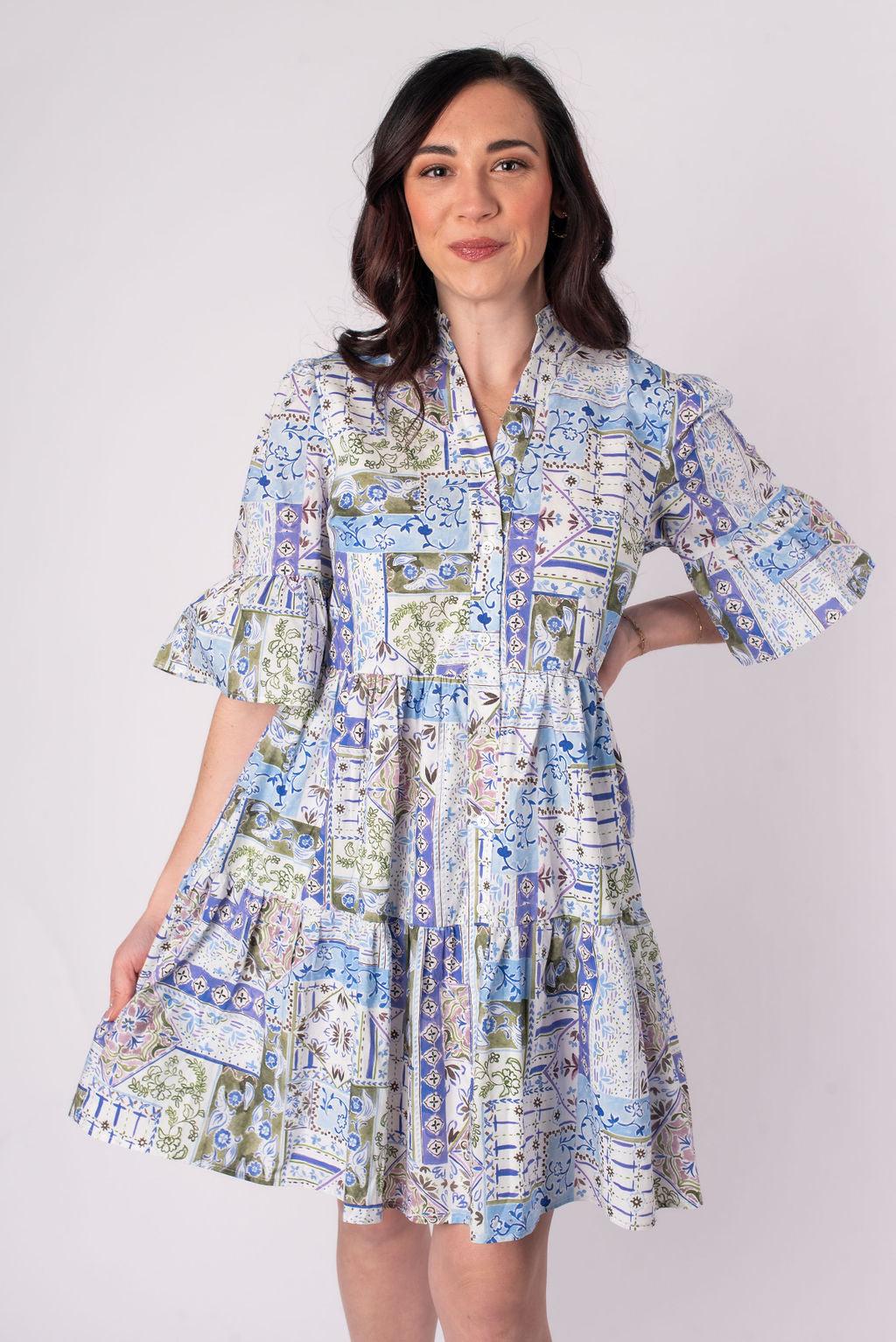 Jane V-Neck Mini Dress Product Image