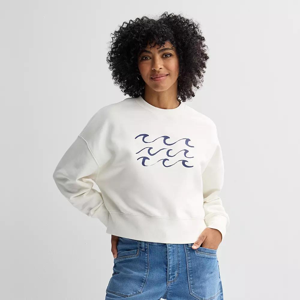 Women's Sonoma Goods For Life® Boxy Crewneck Graphic Sweatshirt, Size: XL, Blue Wave Graphic Product Image
