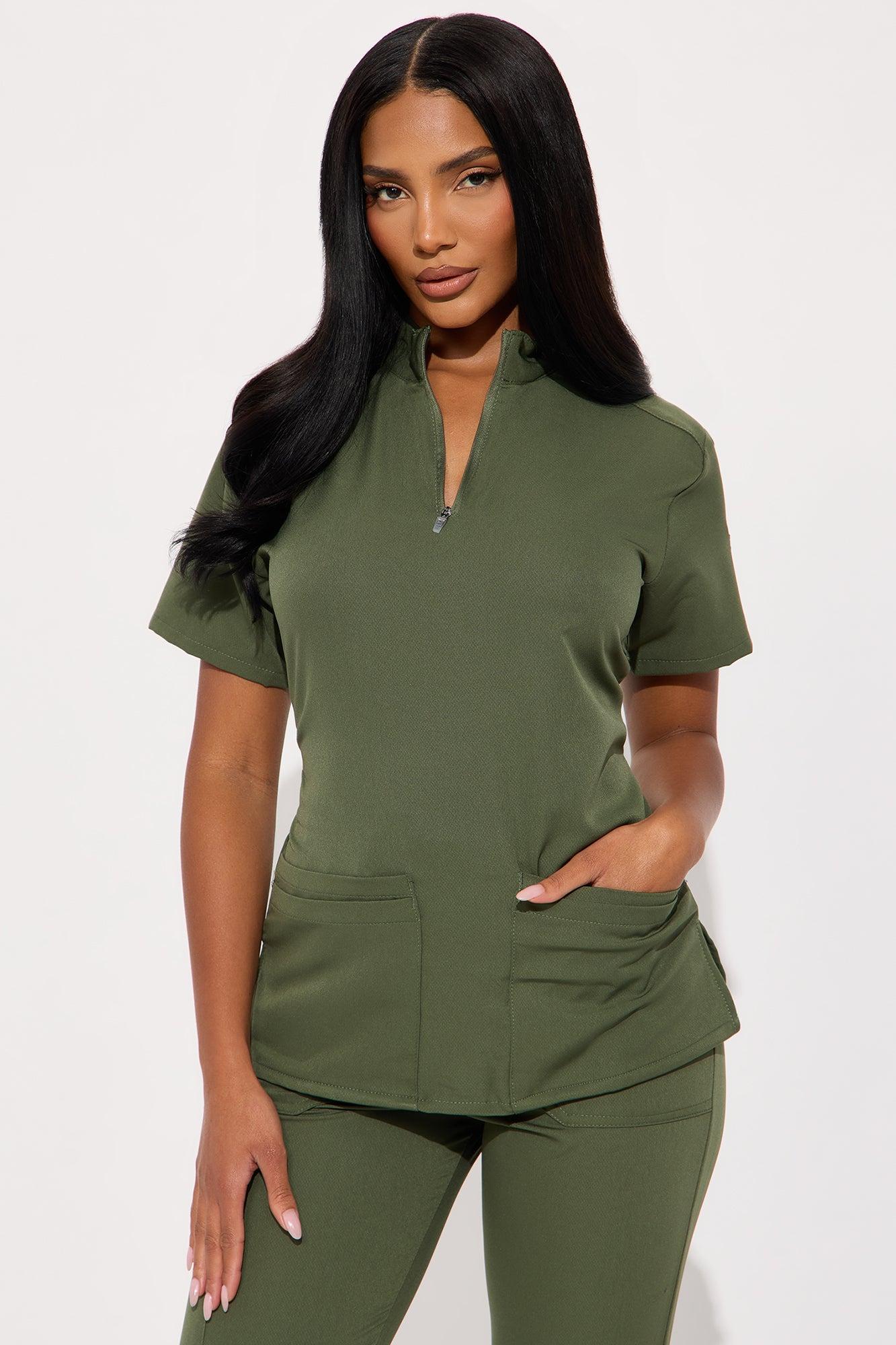 On The Go 4 Way Stretch Uniform Scrub Jogger Set - Olive Female Product Image
