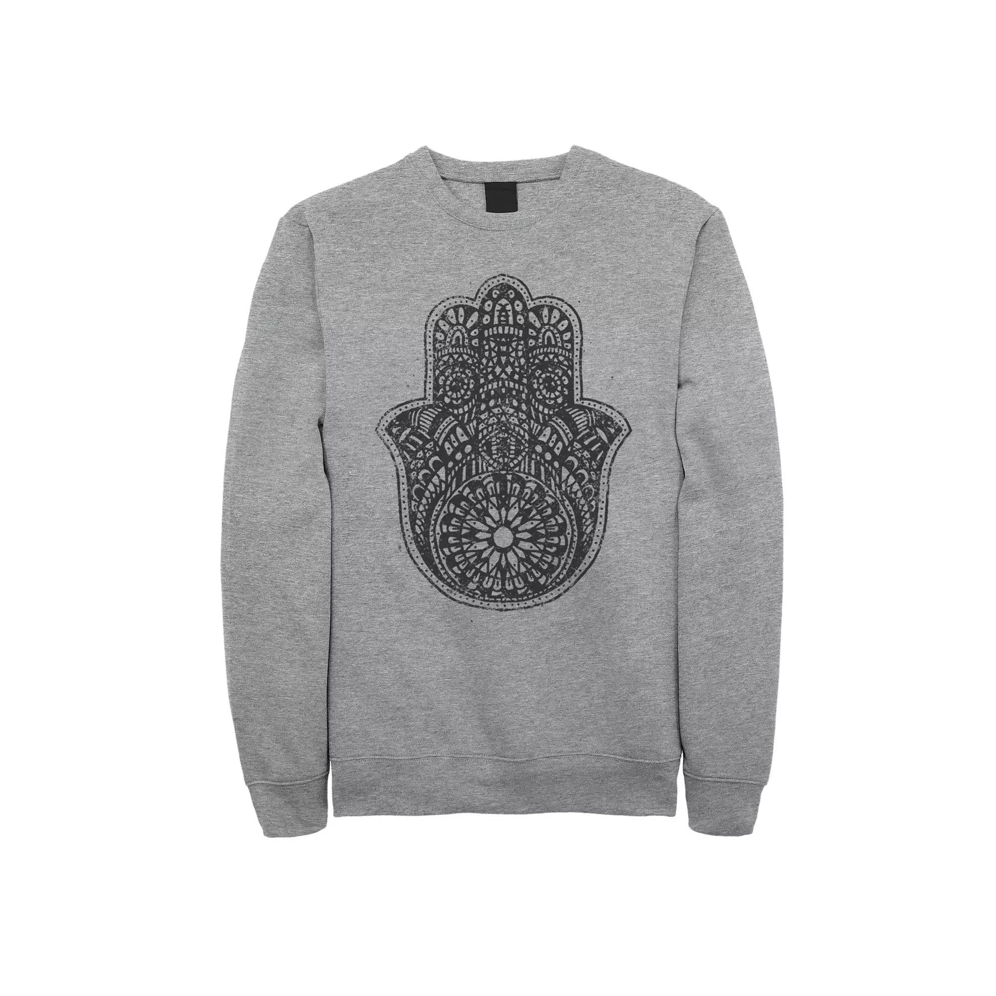 Men's Distressed Hamsa Symbol Graphic Fleece Pullover,  Product Image